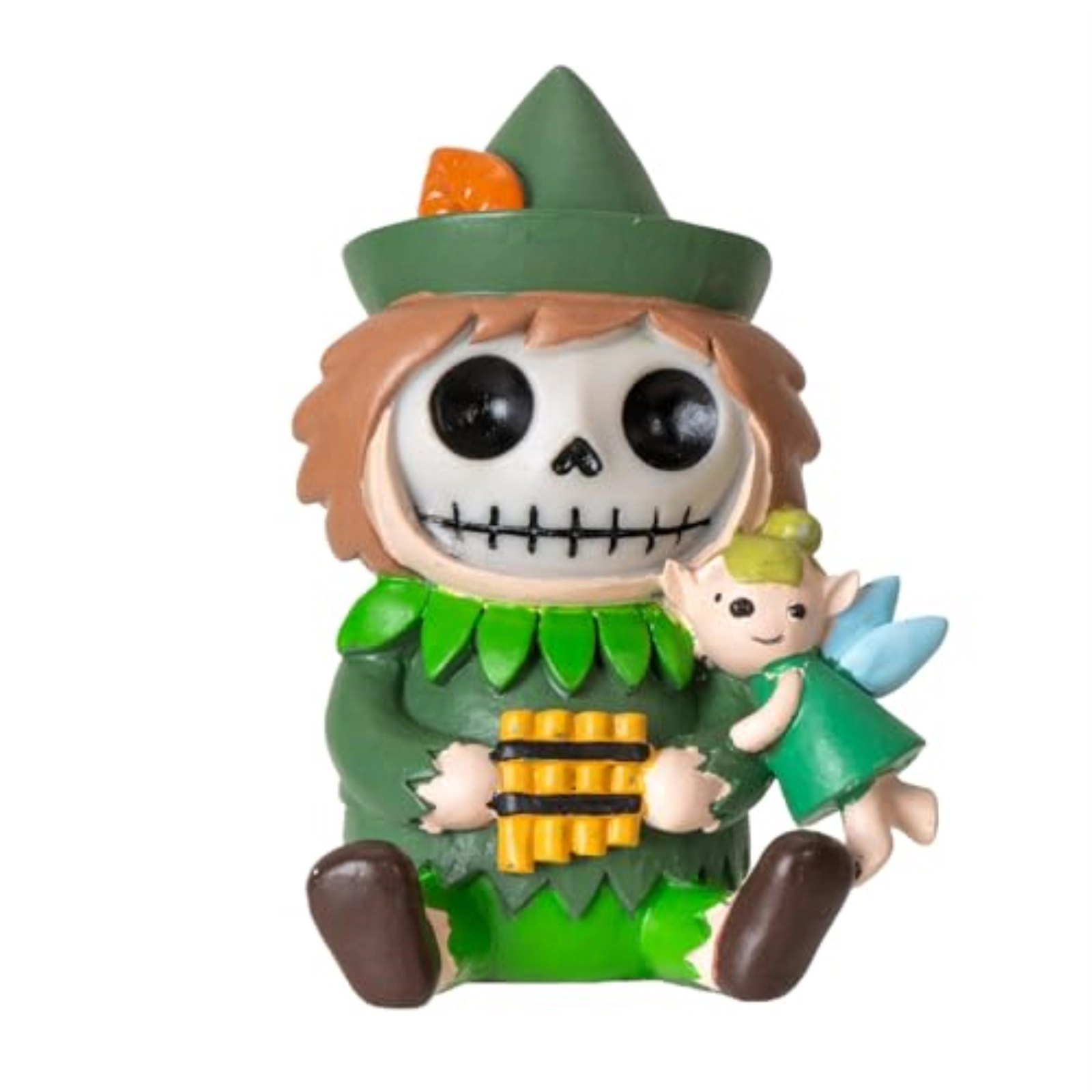 Pacific Giftware Peter Pan Furrybones Figurine Skeleton Figurine in Peter Pan Costume with Tiny Fairy 3.38 Tall