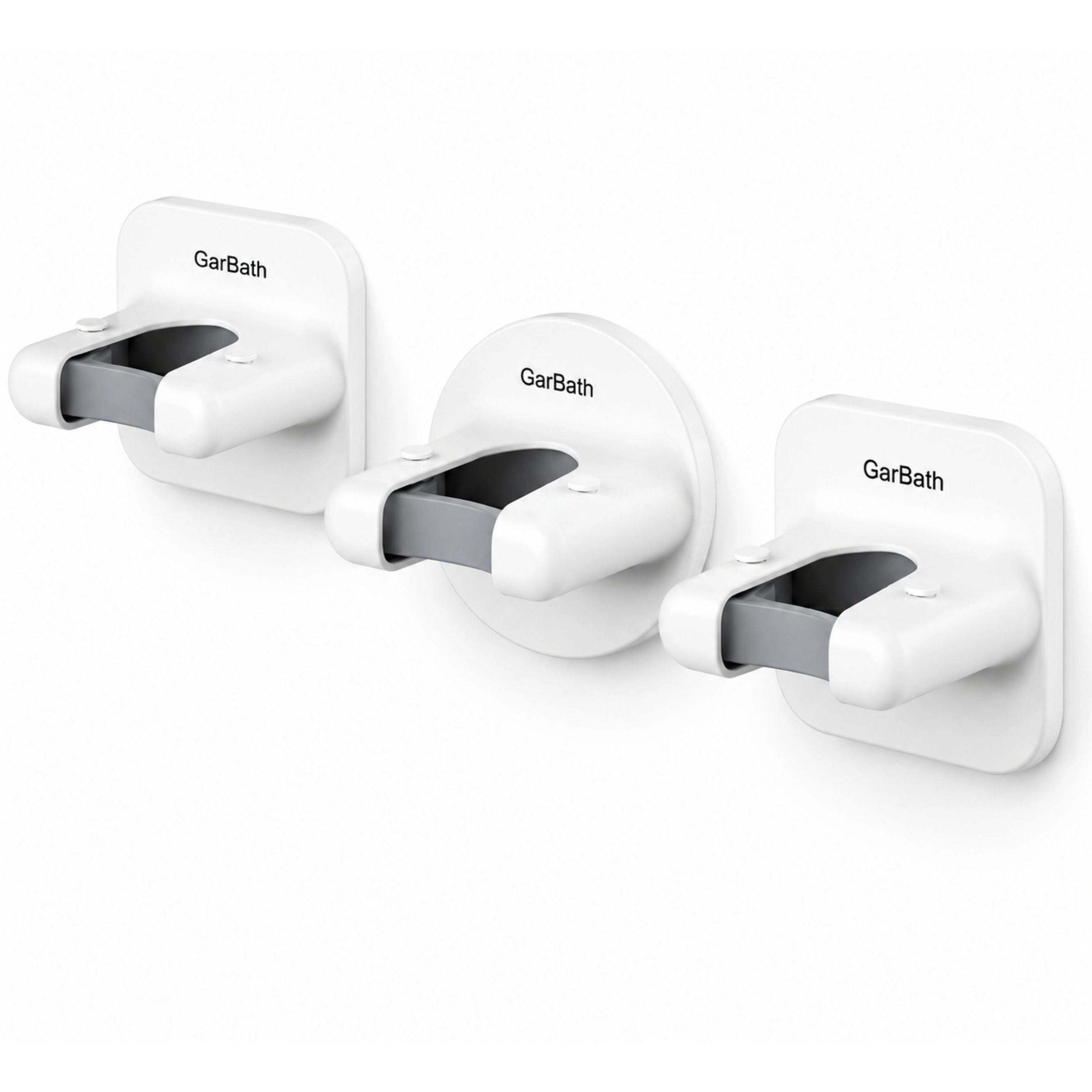 Home Collection Pack of 3 Self-Adhesive Broom Holder Wall Mount Mop Gripper Rack