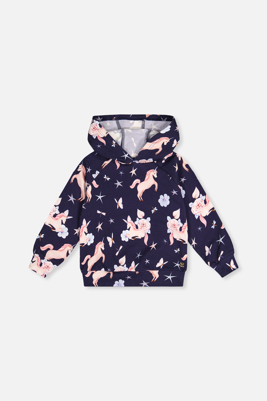 Deux par Girls Unicorn Print Raglan Sleeve Fleece Hoodie
