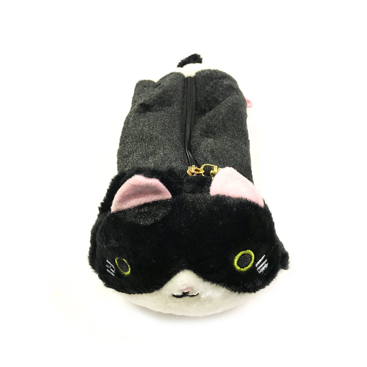 Wrapables Plush Cat Pencil Pouch, Black and White