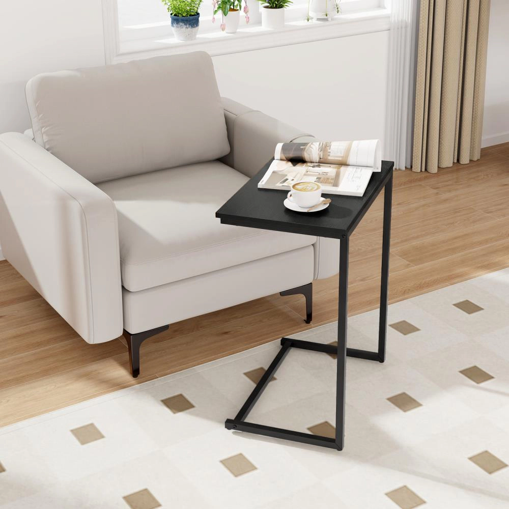 Hivvago C-Style Accent Table with Industrial Metal Construction