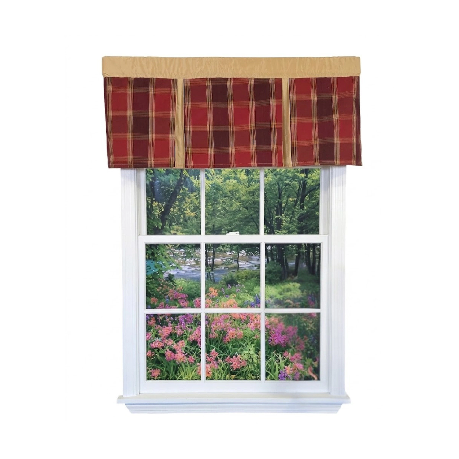 RLF Home Duncaster Pleated Window Valance 100% Cotton Rod Pocket 50" x 17" Burgundy