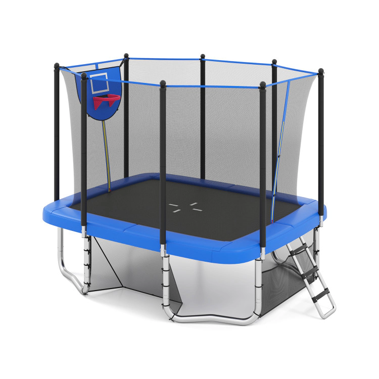 Hivvago Rectangle Outdoor Trampoline 10 x 8 FT Heavy-Duty with Basketball Hoop