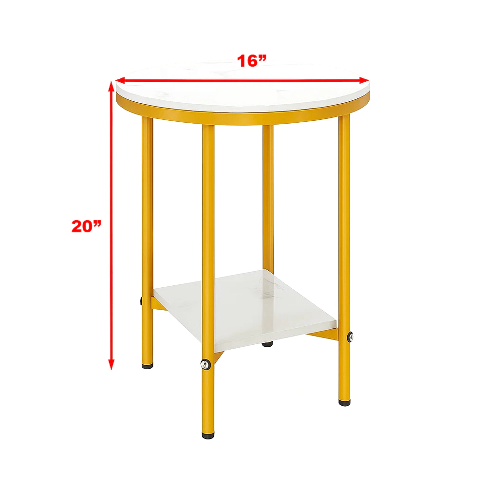 Hivvago Round Double-Tier Coffee Table with Open Storage Shelf