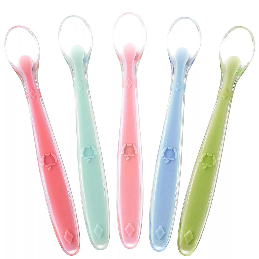 Sperric Silicone Baby Spoon First Stage- Soft Gentle on Gums Infant Feeding Spoons 5pc BPA Free Silicone Toddler Spoons