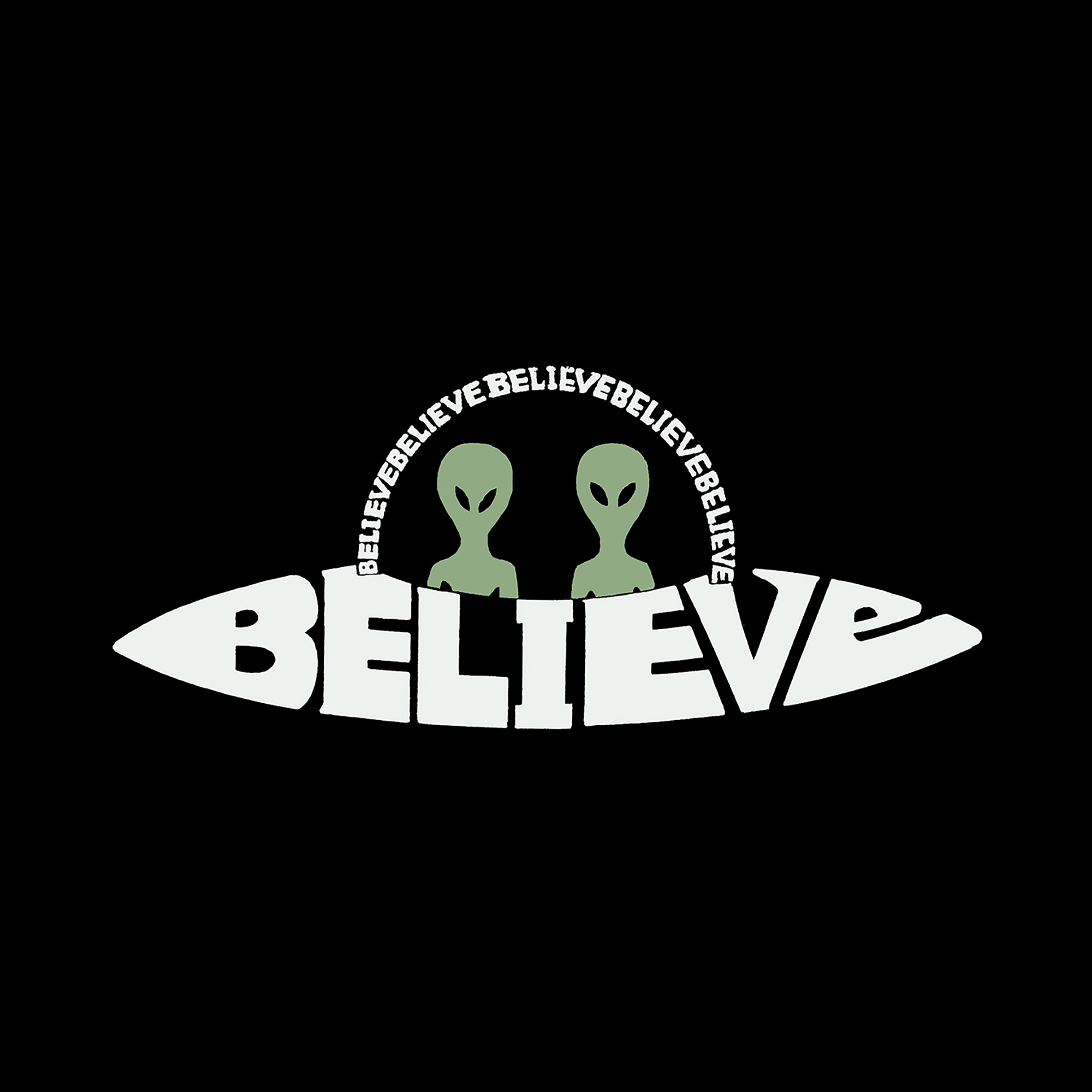 LA Pop Art Men's Believe UFO Word T-Shirt - 100% Cotton