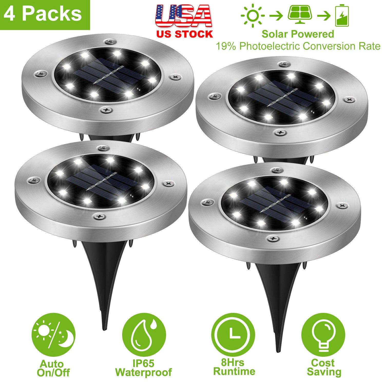 GBruno Solar Waterproof 4-Pc Ground Light Set