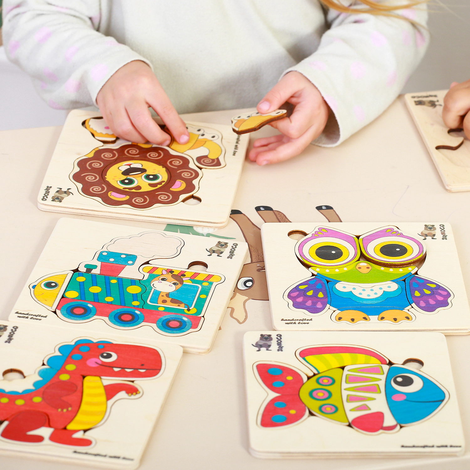 QUOKKA Wooden Puzzle Set for Toddlers Ages 1–3, 6 Large Boards with Animal & Everyday Themes