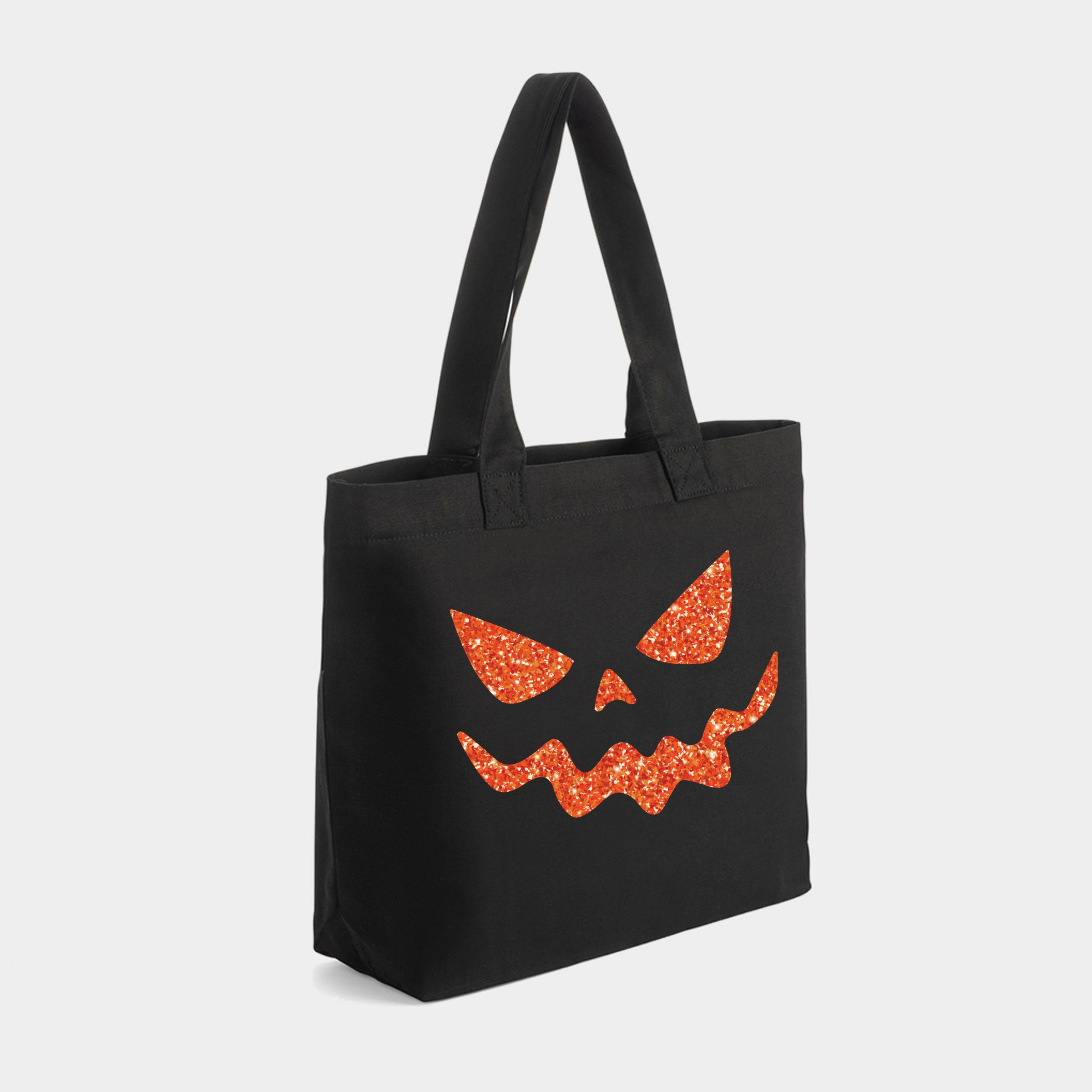 Simply Sage Market - Zippered Canvas Tote - Pumpkin Face Glitter