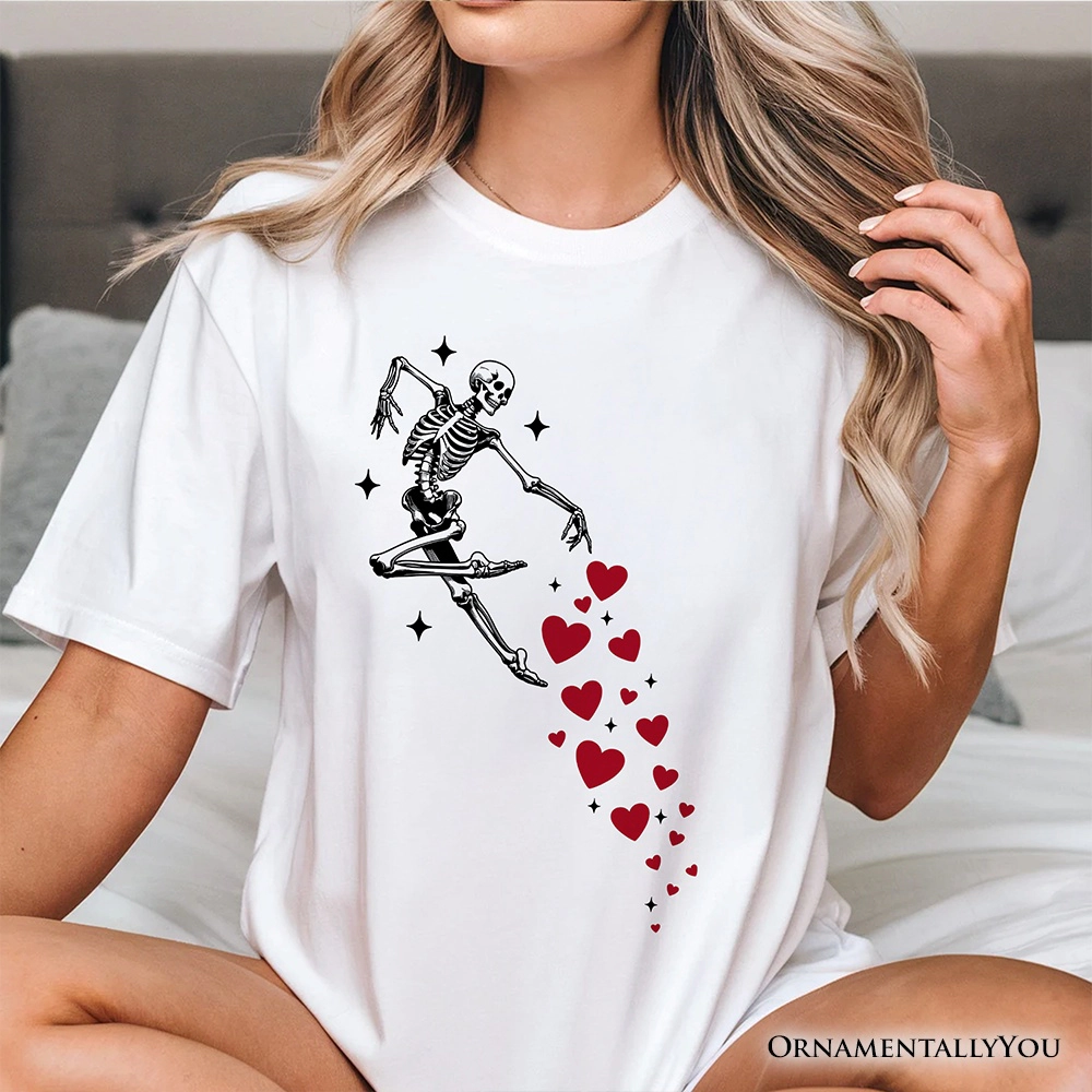 OrnamentallyYou Womens Funny Skeleton Hearts Valentine T-Shirt