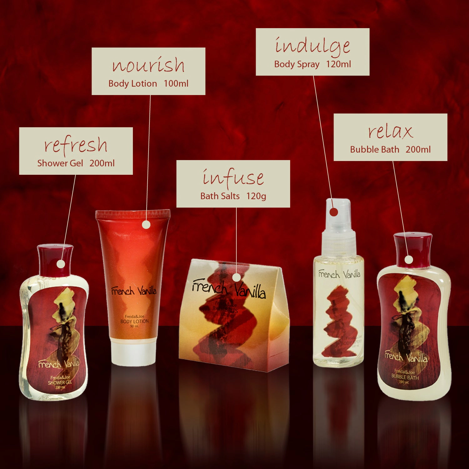 French Vanilla Spa Gift Set In Natural Wood Curio Valentine's Gift