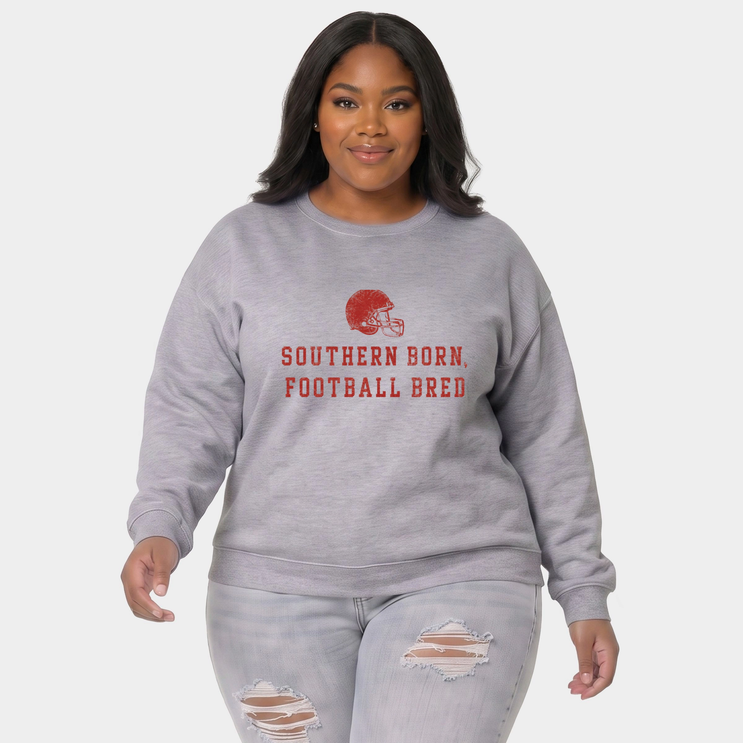 Simply Sage Market - Women's Plus Sized Graphic Sweatshirt Southern Born Football Bred