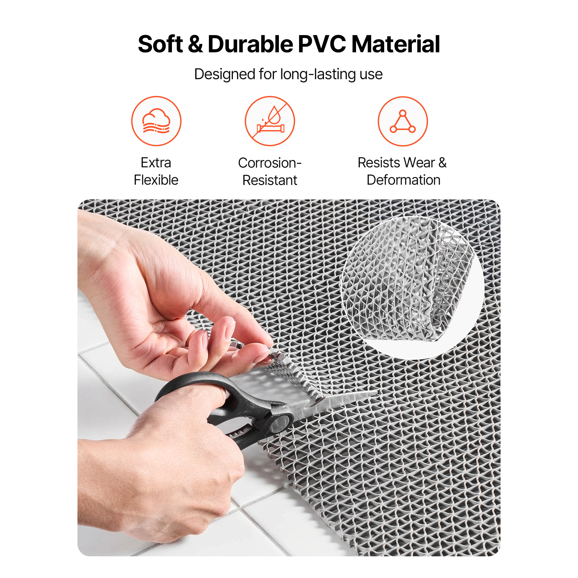 HONGGE Drainage Mat PVC Non Slip Commercial Floor Mat Wet Area Water Drain Splash Matting Hollow Doormat Roll for