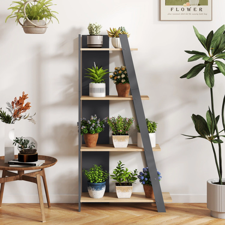 Hivvago 4-Tier Modern Bookshelf Wooden Vertical Display Book Shelf for Small Space