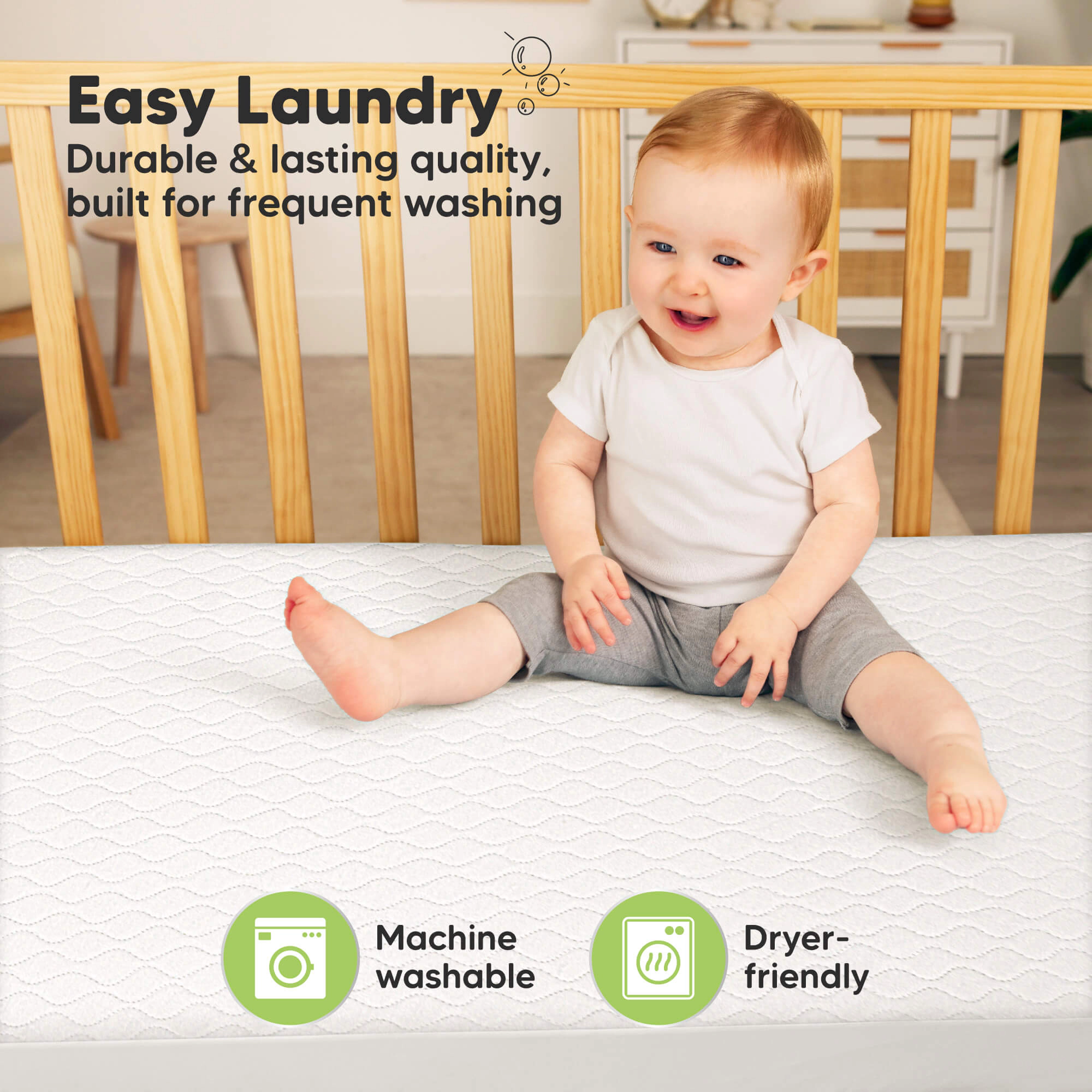 KeaBabies 1-Pack Mavy Protect+ Waterproof Crib Mattress Protector