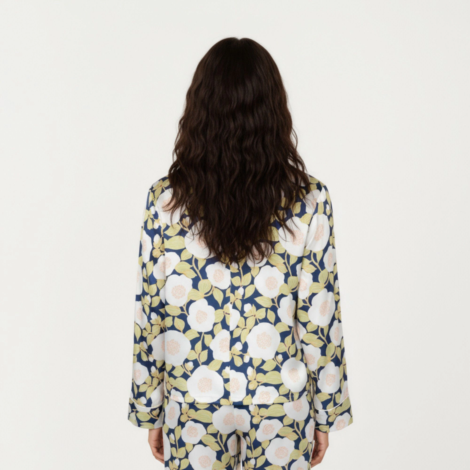 Anna-Kaci Women's 2-Piece Long Sleeve Button Front Pajama Set Floral Print and Soft Silky Fabric for Relaxed Comfort