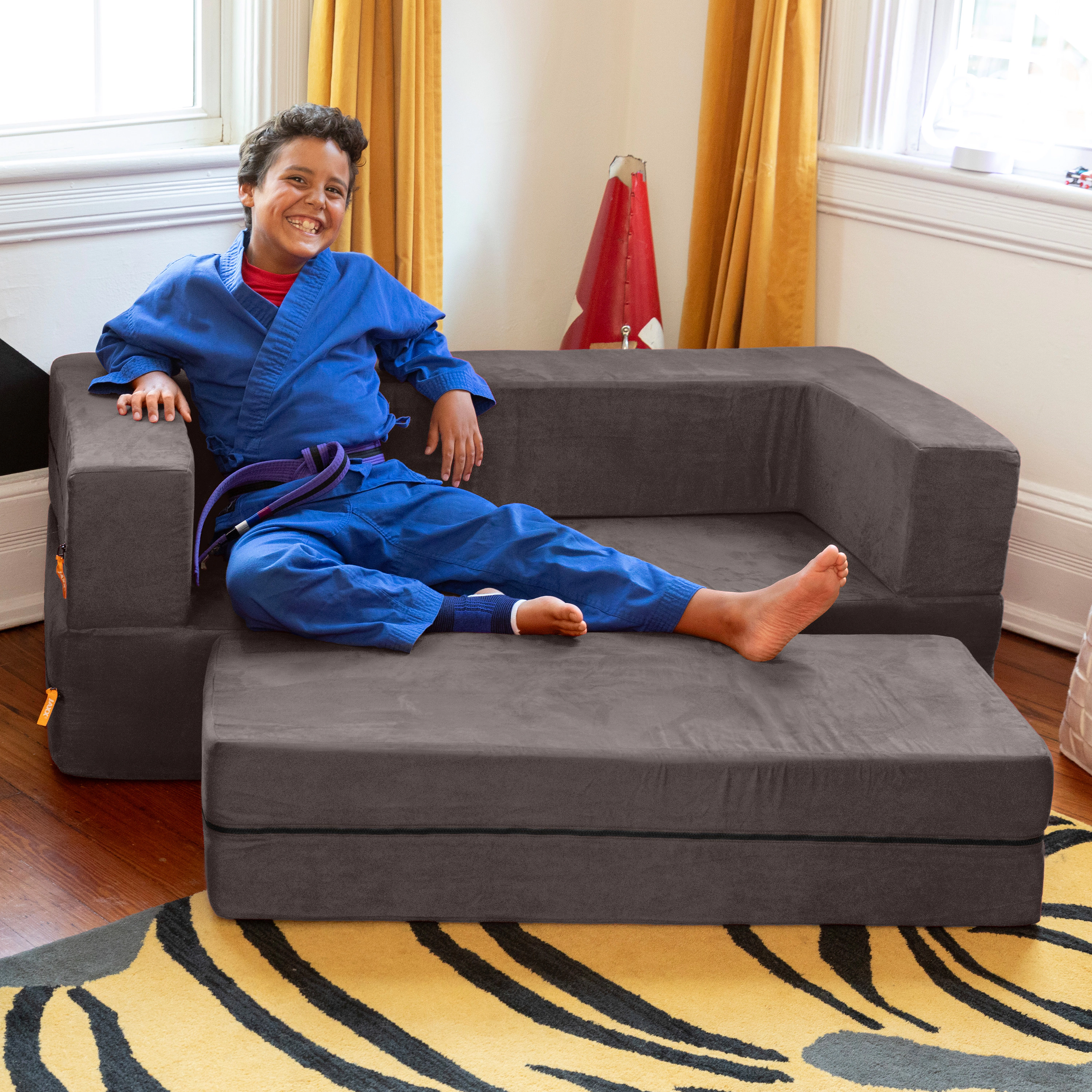 Zipline Kids Sofa & Large Ottoman, 3 1 Fold Out