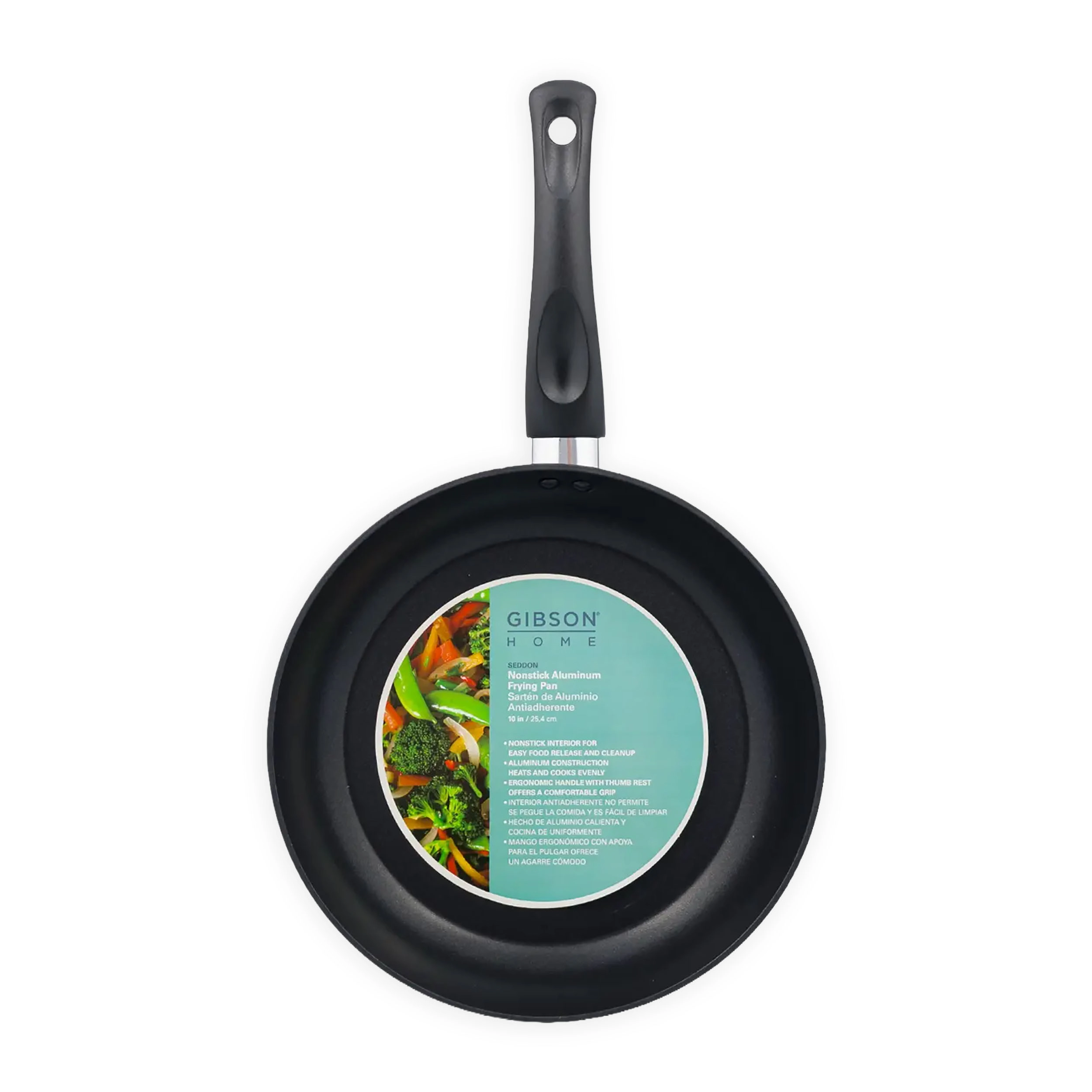 Gibson Home Seddon 10" Nonstick Aluminum Frying Pan in Black