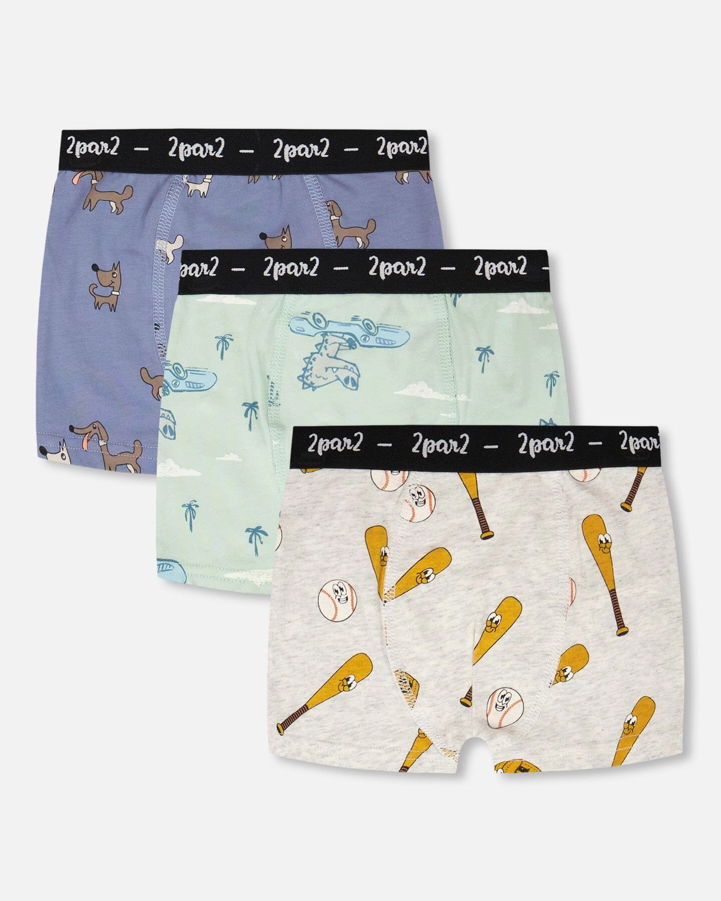 Deux par Boys Organic Cotton Printed Boxers Pack Of 3