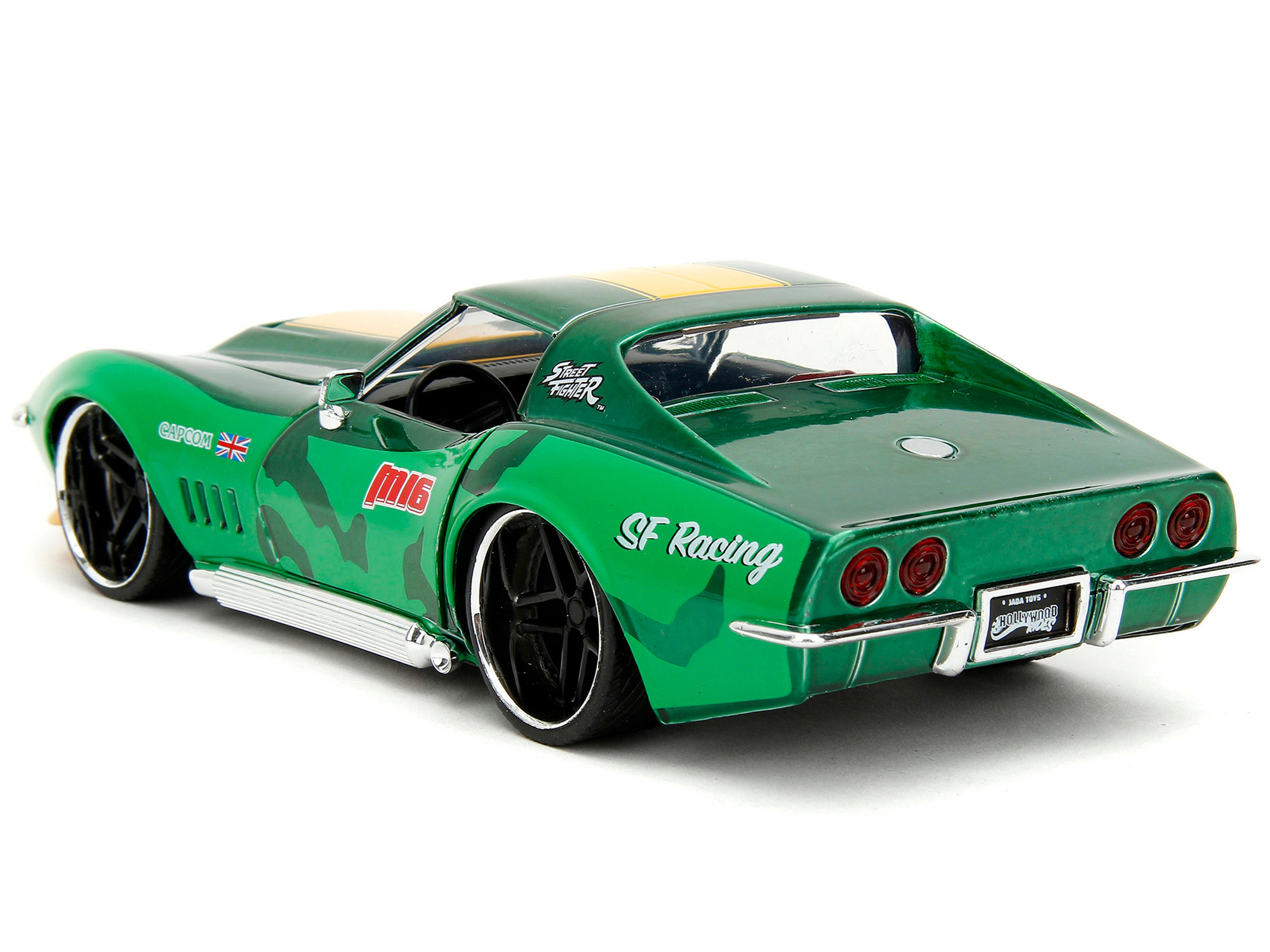 Jada 1969 Chevrolet Corvette Stingray ZL1 Green Metallic with Yellow Stripes and Cammy Diecast Figure "Street