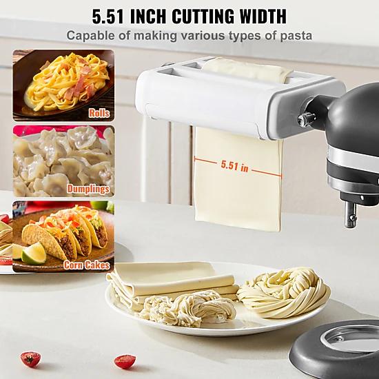 HONGGE Pasta Attachment for KitchenAid Stand Mixer Stainless Steel Pasta Roller Cutter Set Including Pasta Sheet Roller