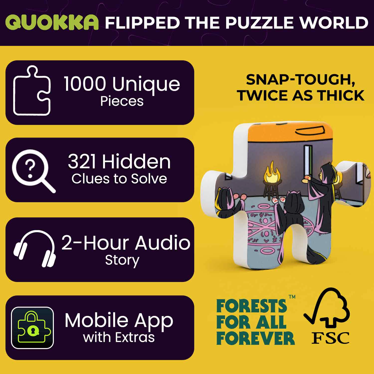 QUOKKA 1000-Piece Jigsaw Puzzles for Adults – Animal Bash, Desert Whirl and Hotel Wildeluxe Premium Box, Extra Fun Challenges