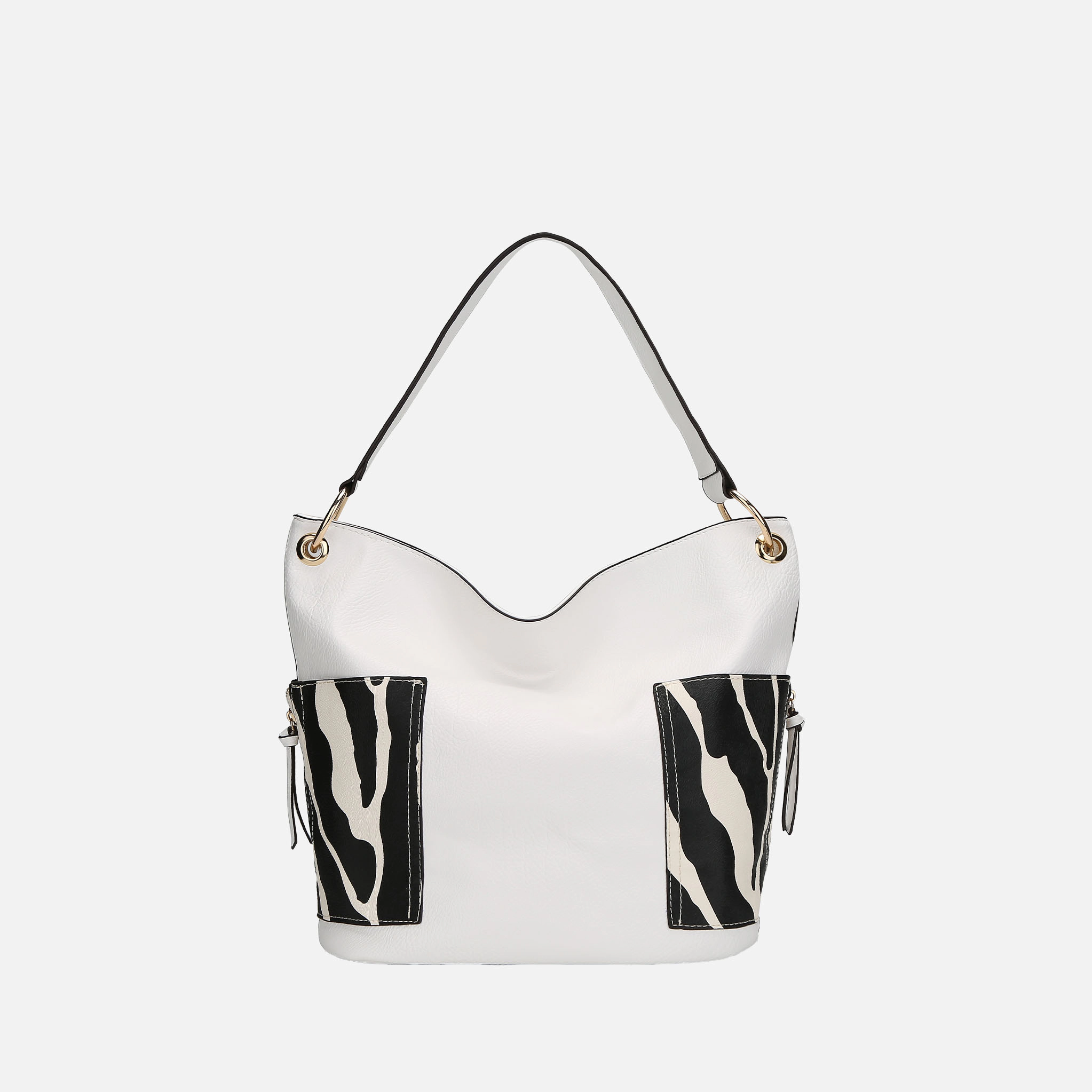Mia K Collection Feni Vegan Leather Hobo Bag, White
