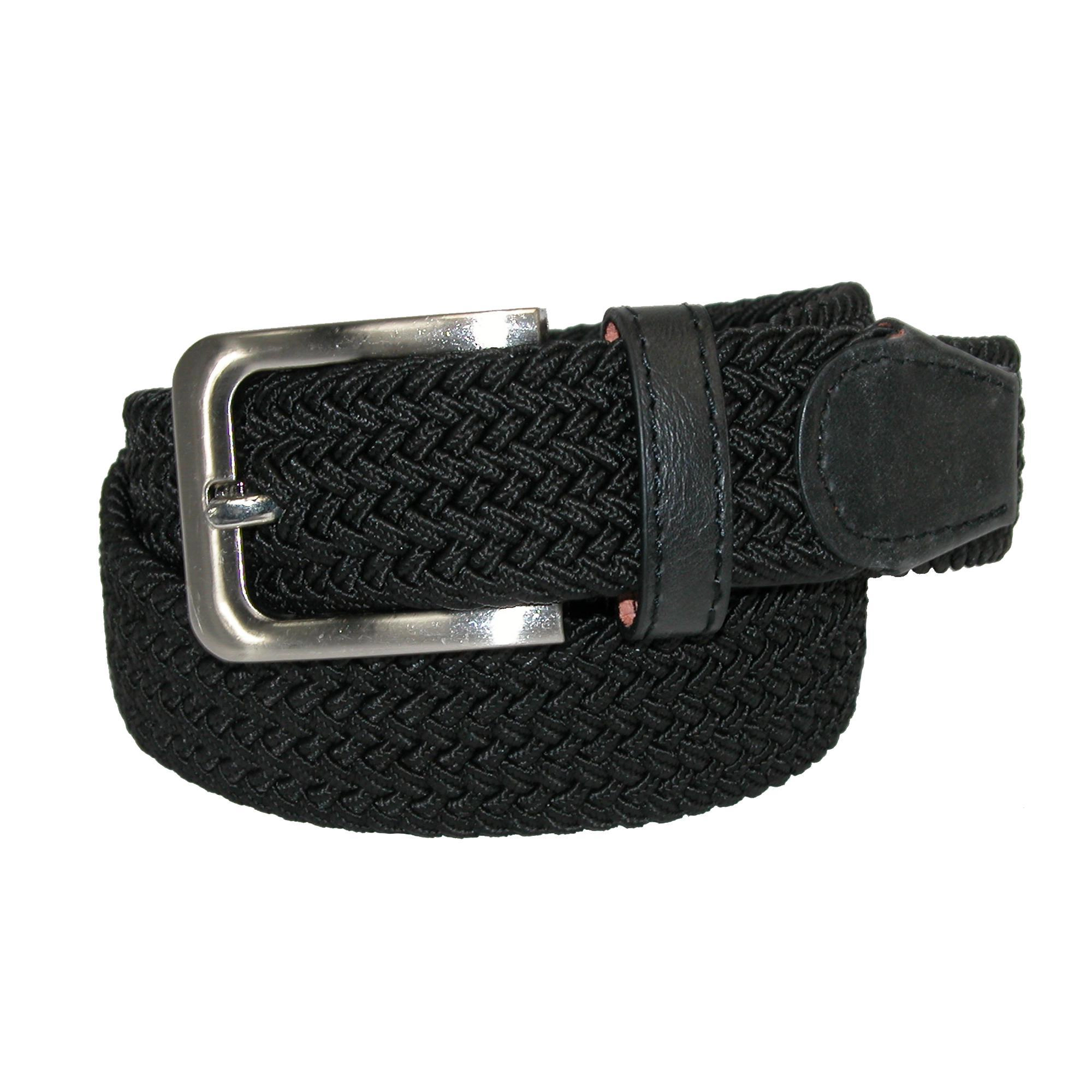 CTM Men's Big & Tall Elastic Braided Stretch Belt with Silver Buckle