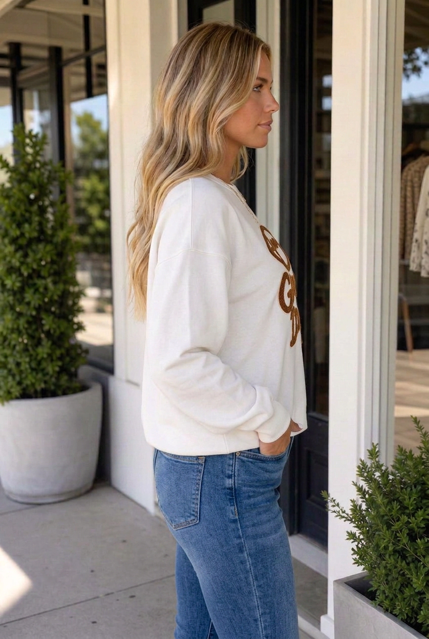 Threaded Pear Women's Aubri Pattern Crewneck Sweatshirt