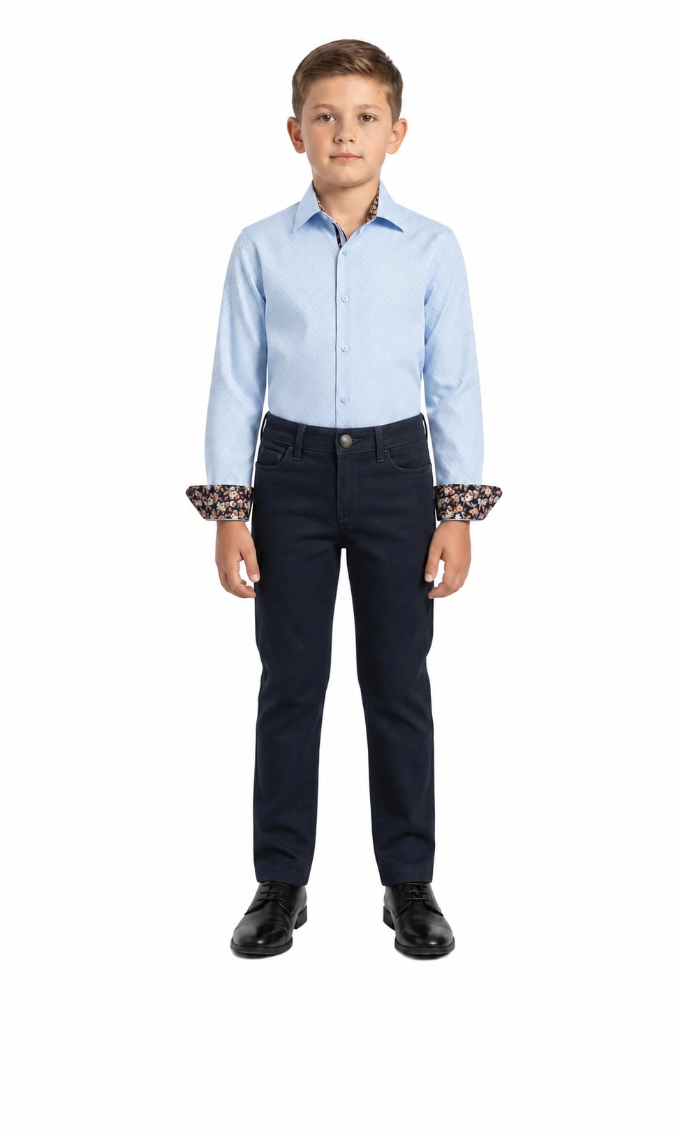 Elie Balleh Boys Slim Fit Jacquard Dot Shirt