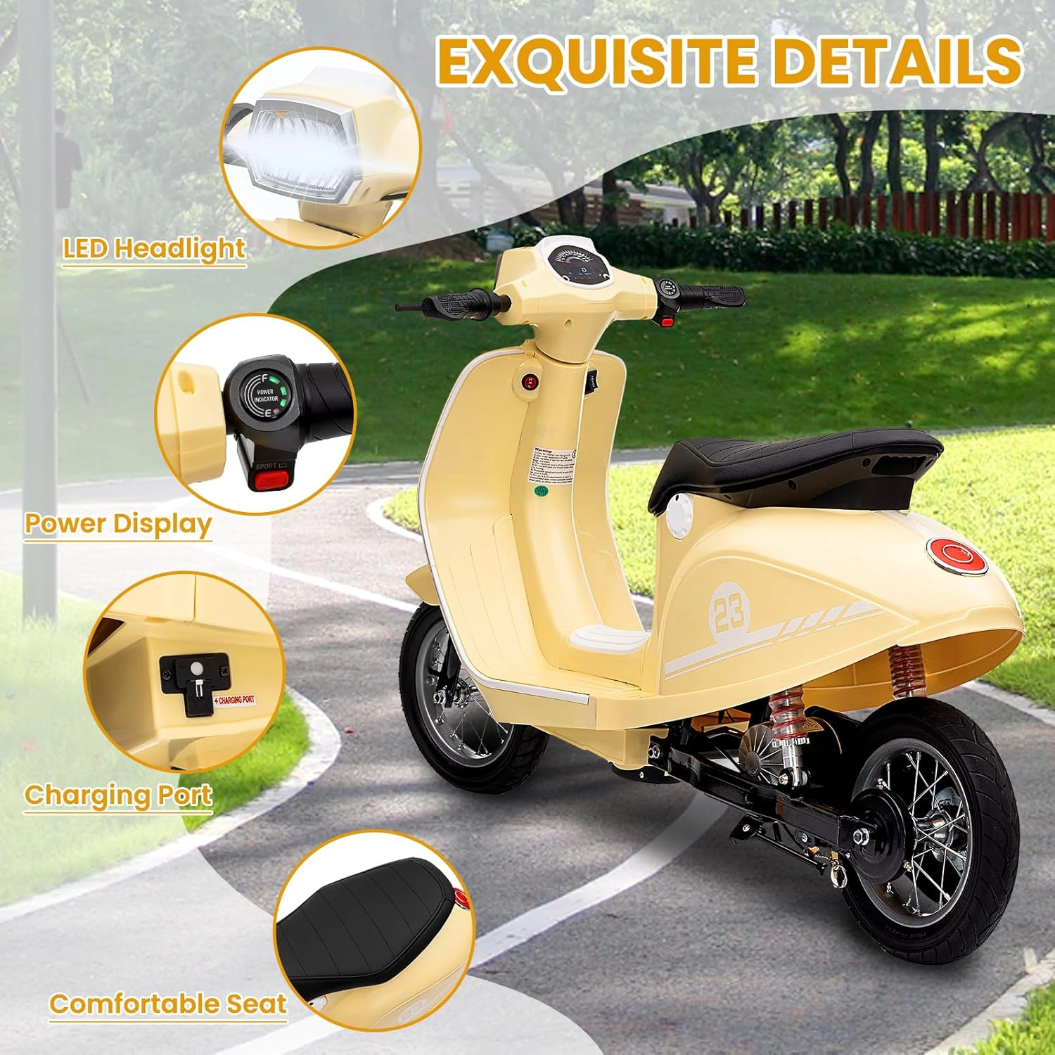 Enjyam 24V 350W Electric Dirt Bike for Kids 8–14, 14MPH Max, Waterproof, Rear Brake, LED Lights, 143 lbs Capacity