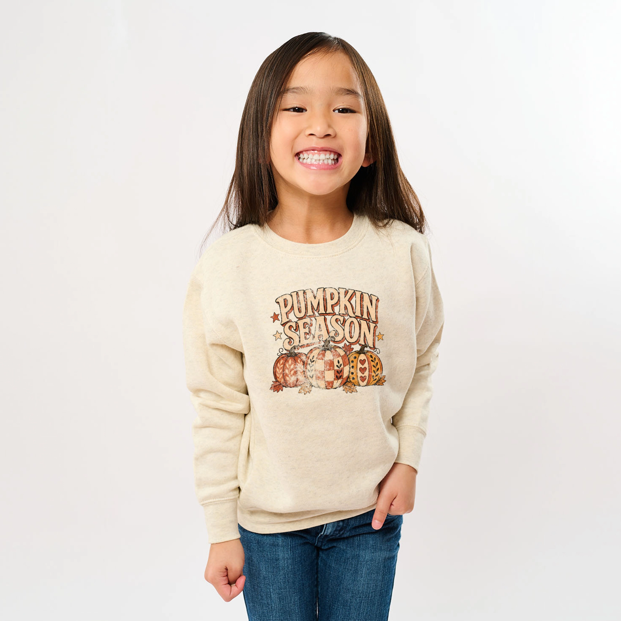 The Juniper Shop - Youth Graphic Sweatshirt Pumpkin Season Pattern Stars