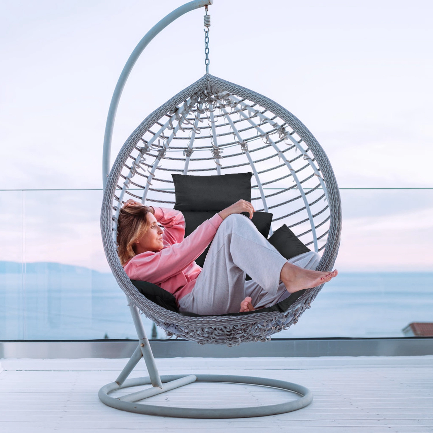 GBruno Thickened Egg Chair Cushion With Headrest