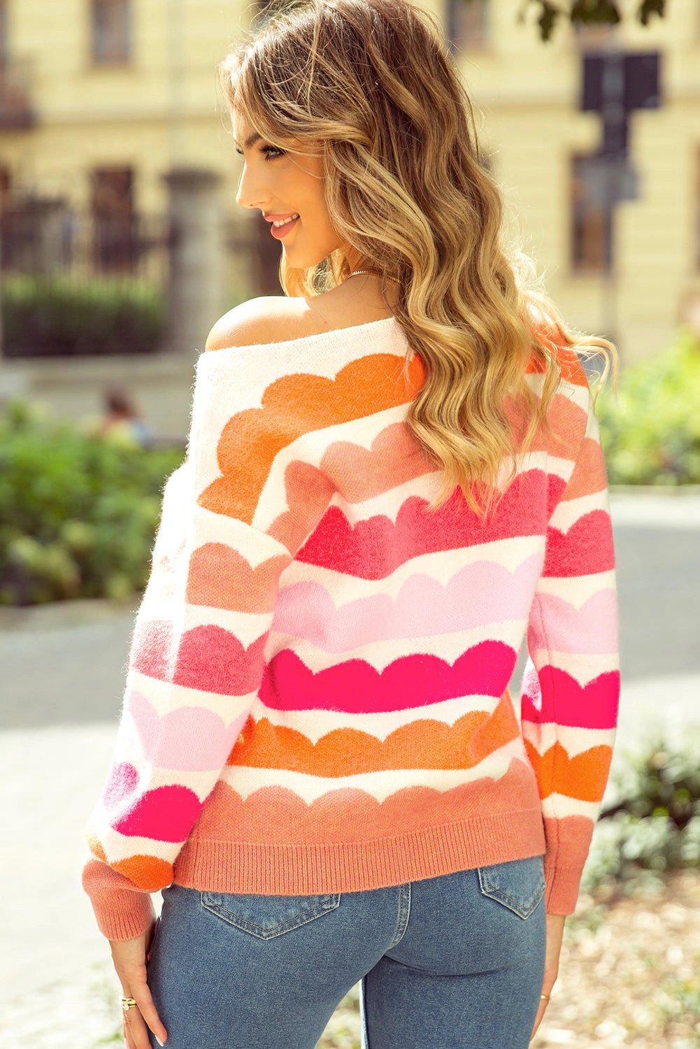 Threaded Pear Women's Sarah Wave Striped Sweater