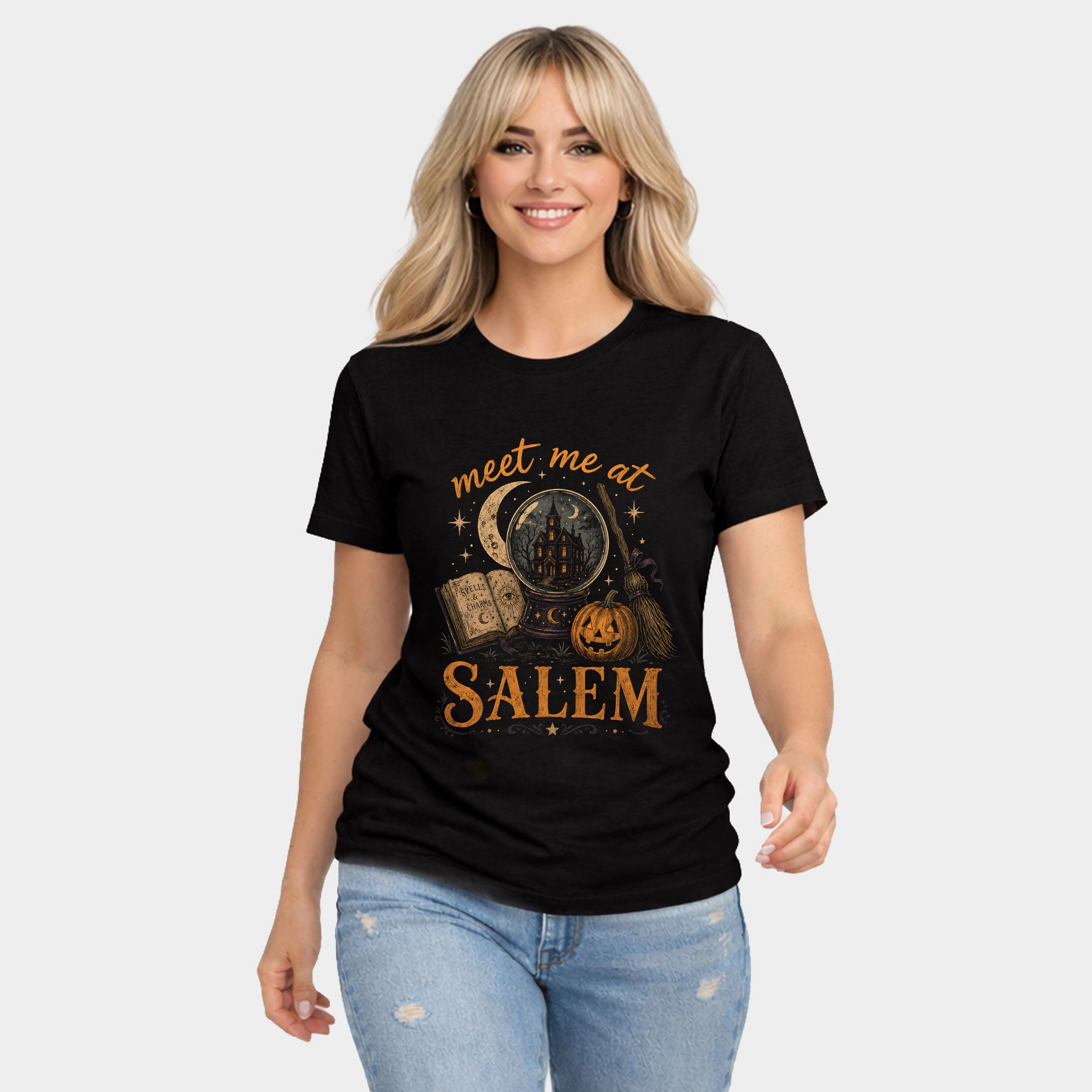 Simply Sage Market - Women's Short Sleeve Graphic T-Shirt Meet Me At Salem Witch