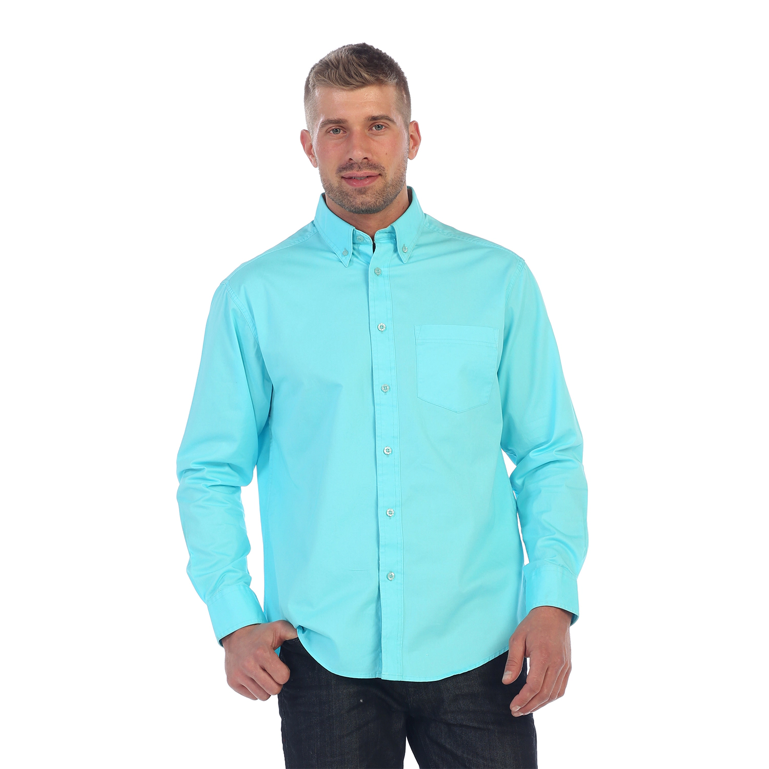 Gioberti Men's 100% Cotton Twill Oxford Shirt with Contrast