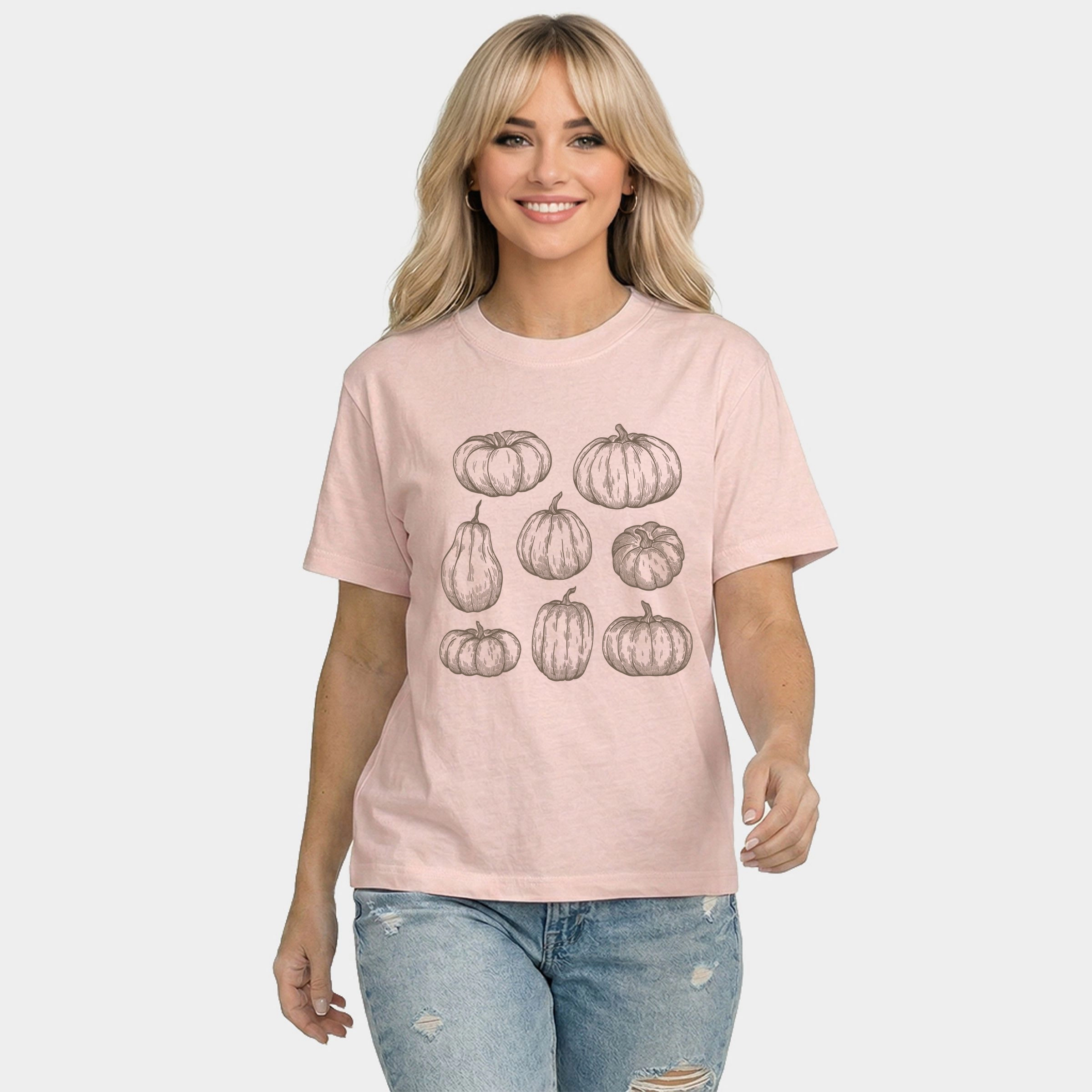 Simply Sage Market - Women's Relaxed Boxy Tee Sketched Pumpkin Collage