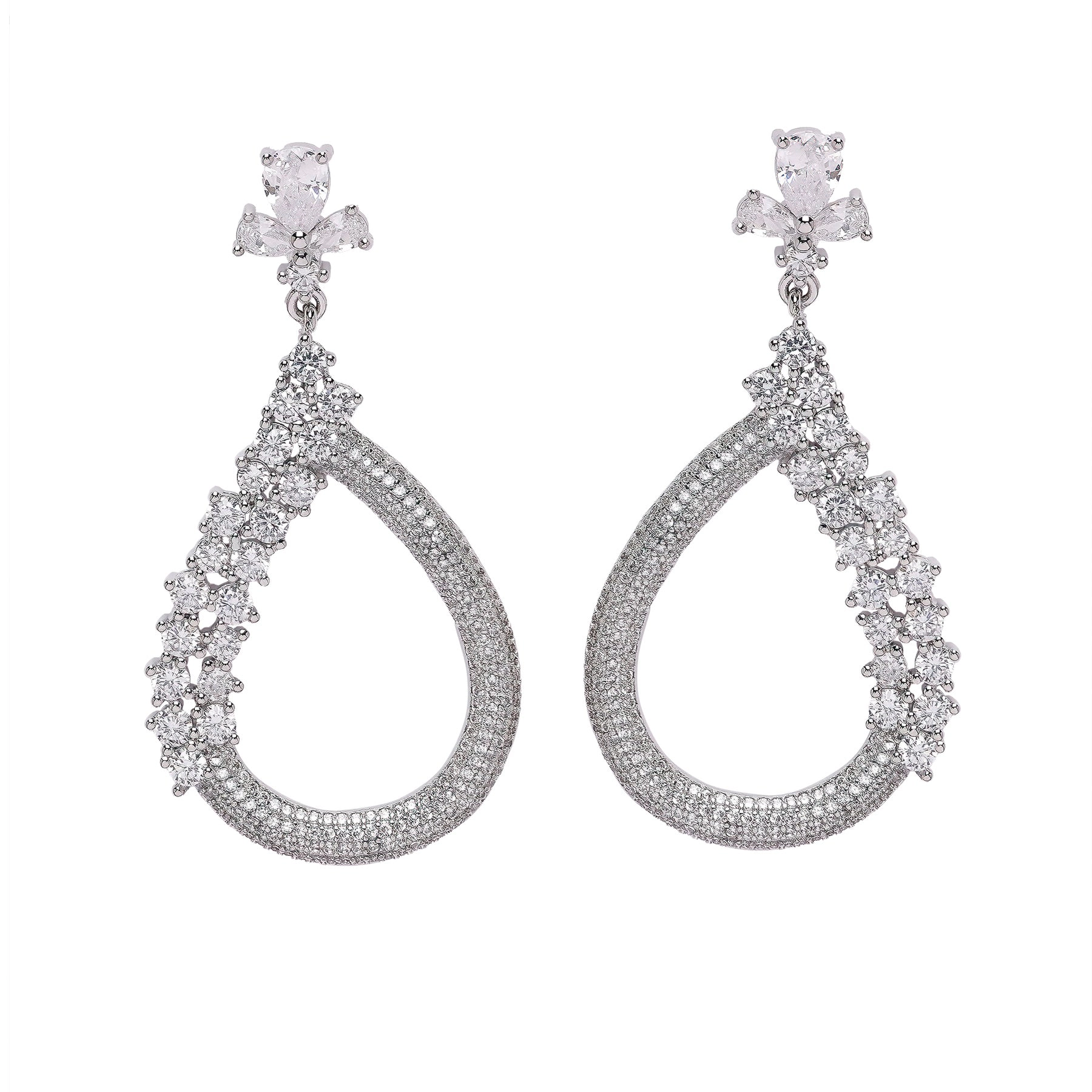 AGP PARIS Womens Diva Sparkling Almond Shaped Drop Earrings