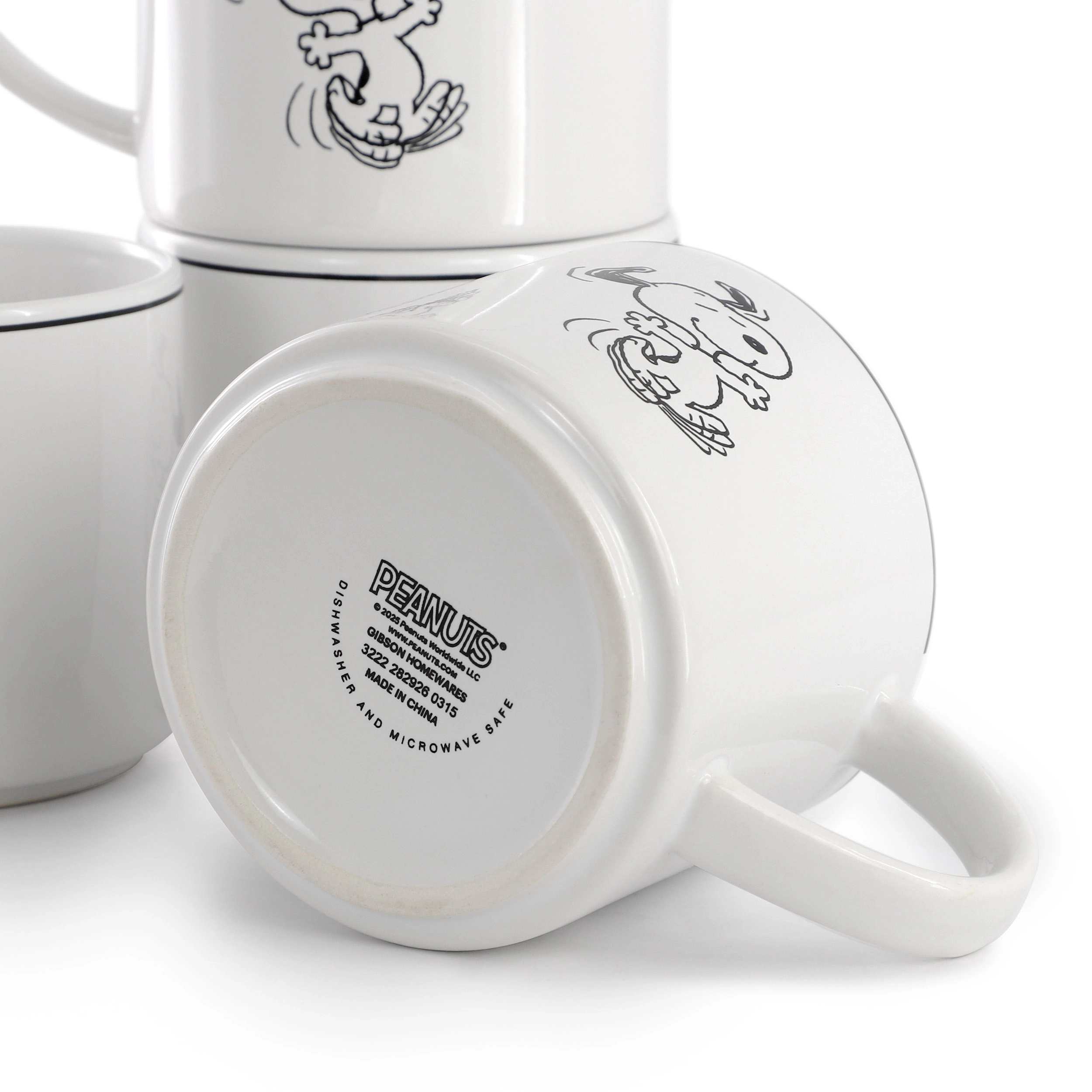 Peanuts Best Day Ever 4 Piece 16 Ounce Stoneware Mug Set in White