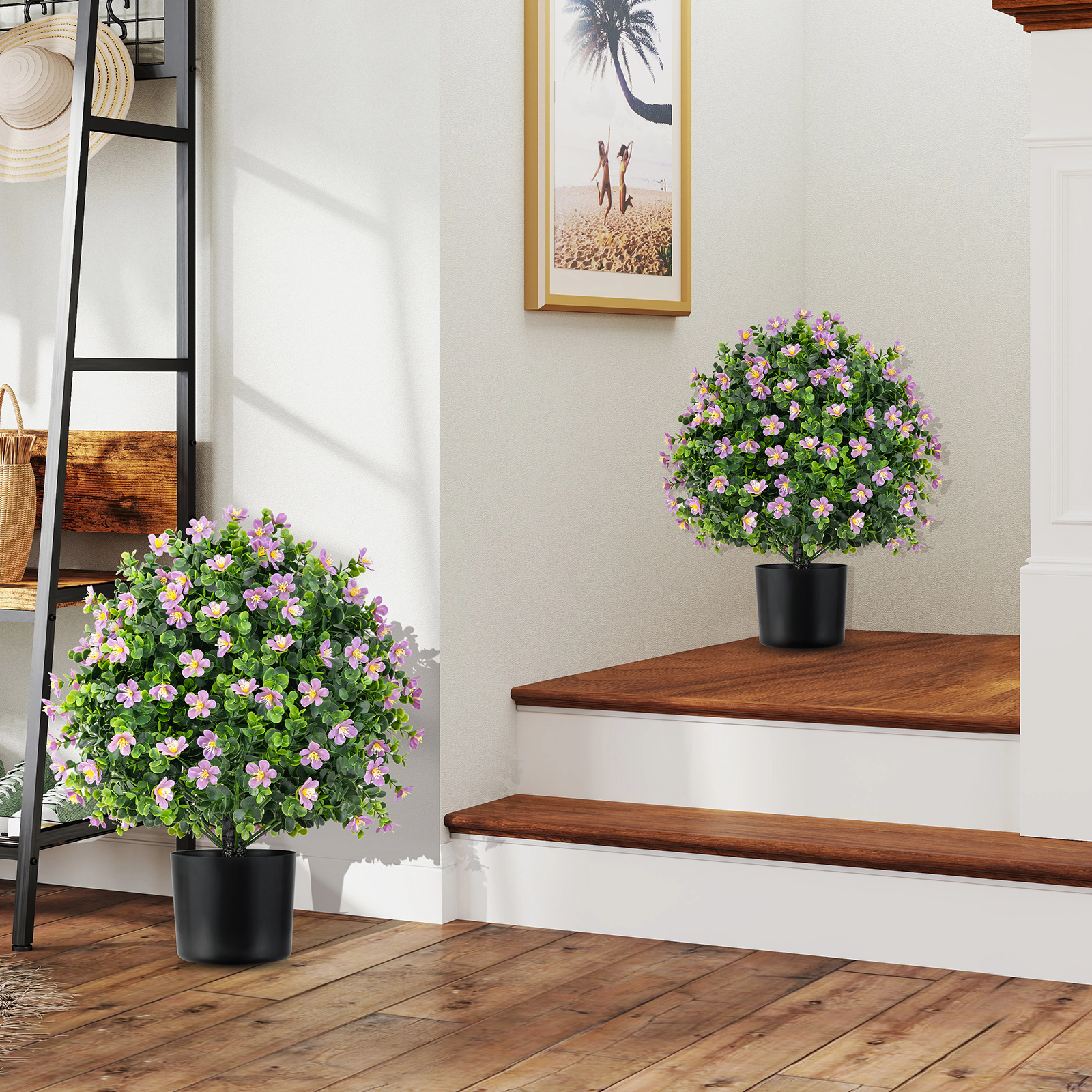 SlickBlue 2 Pieces Artificial Boxwood Topiary Ball Trees in Pots for Indoor and Outdoor