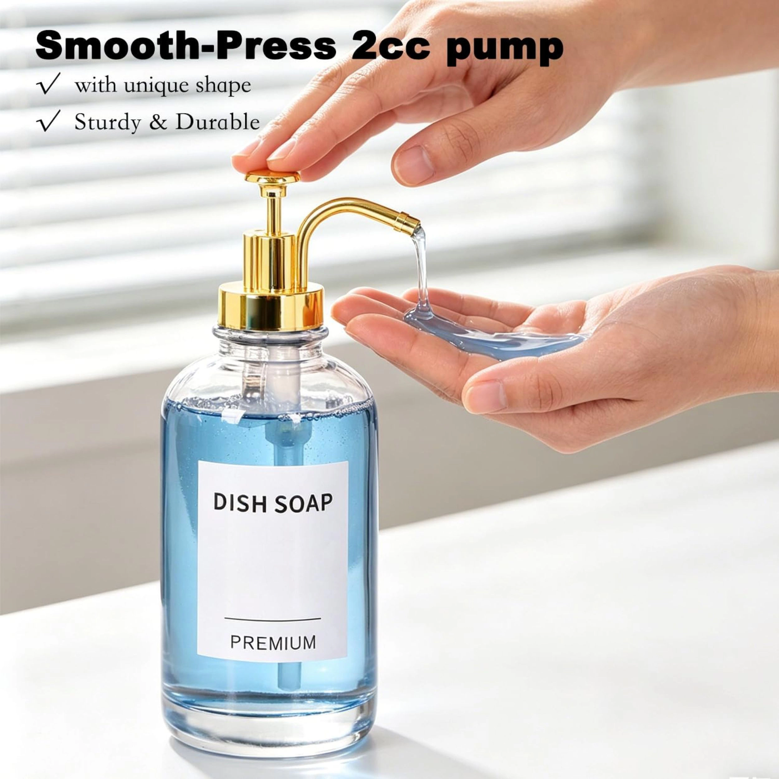 Stock Preferred Pack of 2 18Oz Clear Glass Soap Dispensers with Pumps Tray and Labels