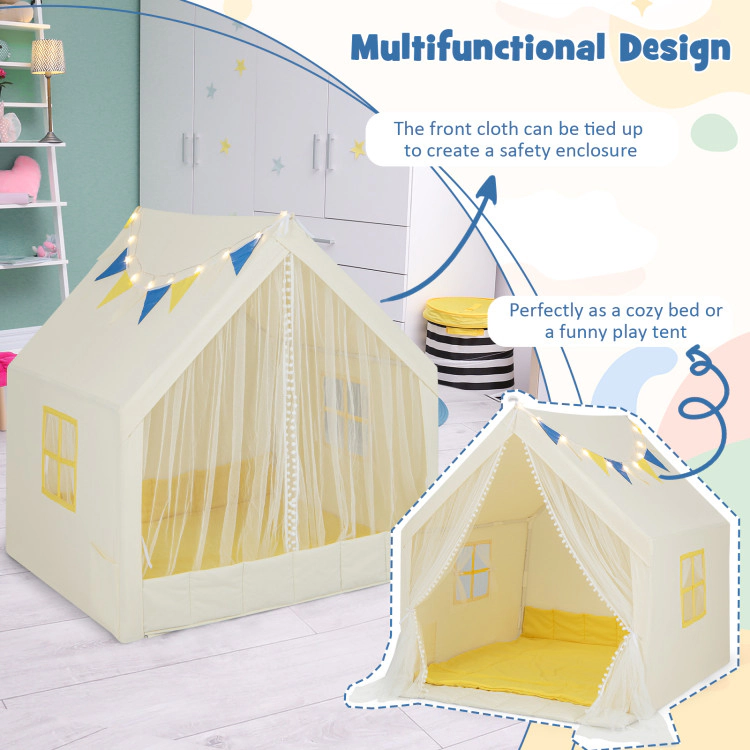 Hivvago 48 x 42 x 50 Inch Large Play Tent with Washable Cotton Mat Holiday Birthday Gift for Kids