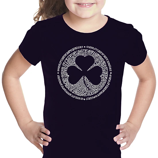 LA Pop Art Girls Word Art T-Shirt - Lyrics To When Irish Eyes Are Smiling