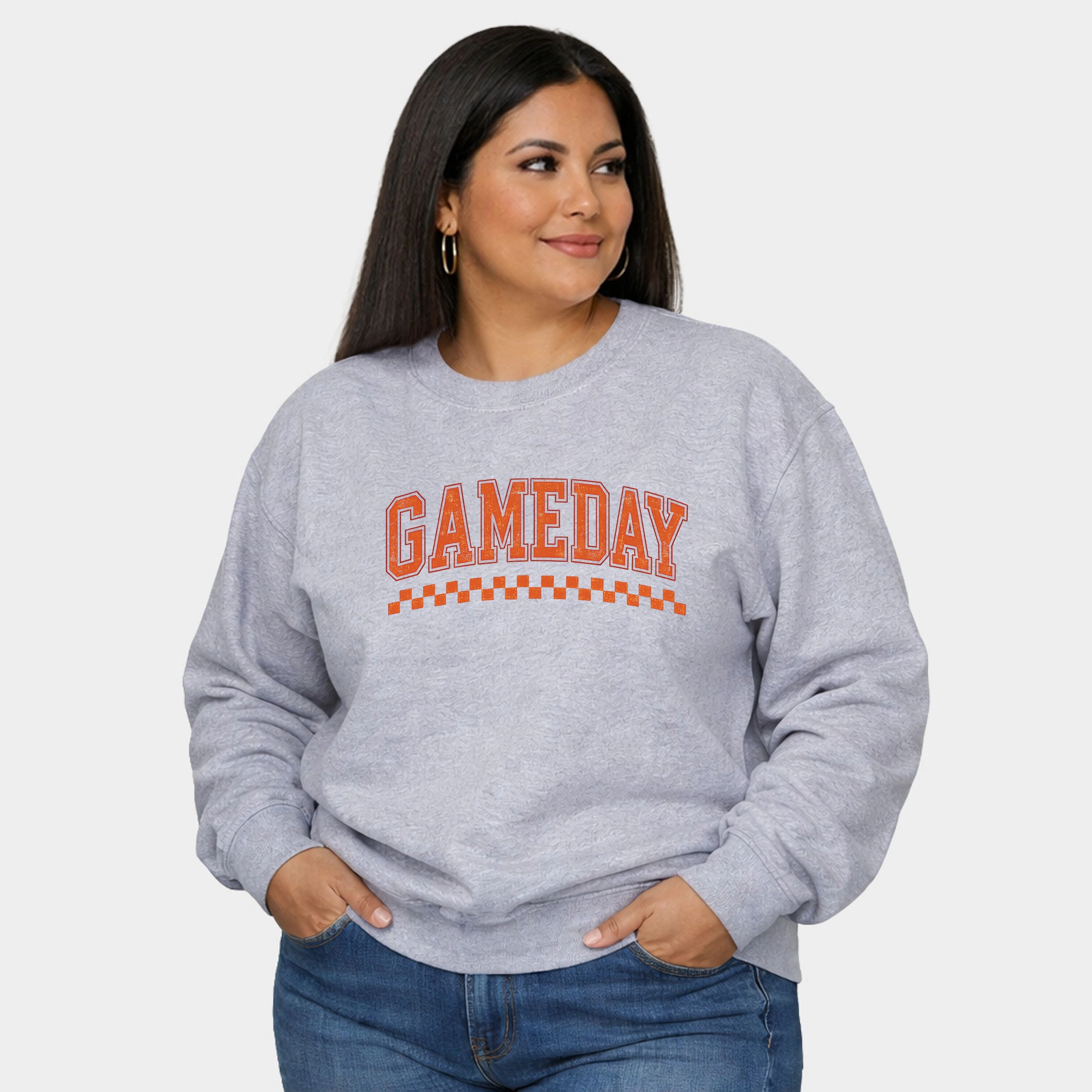 Simply Sage Market - Women's Plus Sized Graphic Sweatshirt Gameday Varsity Checkers