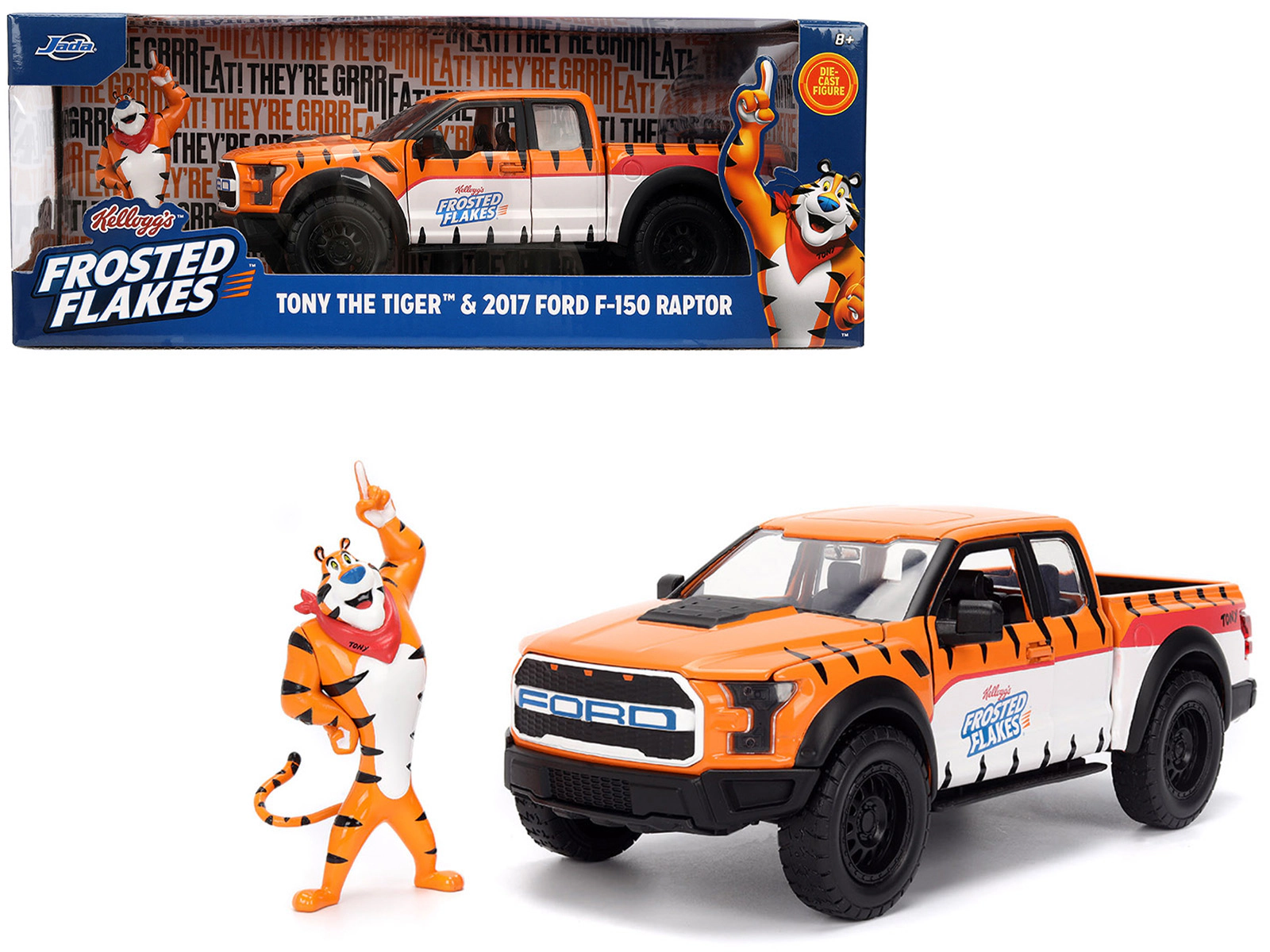 Jada 2017 Ford F-150 Raptor Pickup Truck "Frosted Flakes" Orange with Graphics and Tony the Tiger Diecast