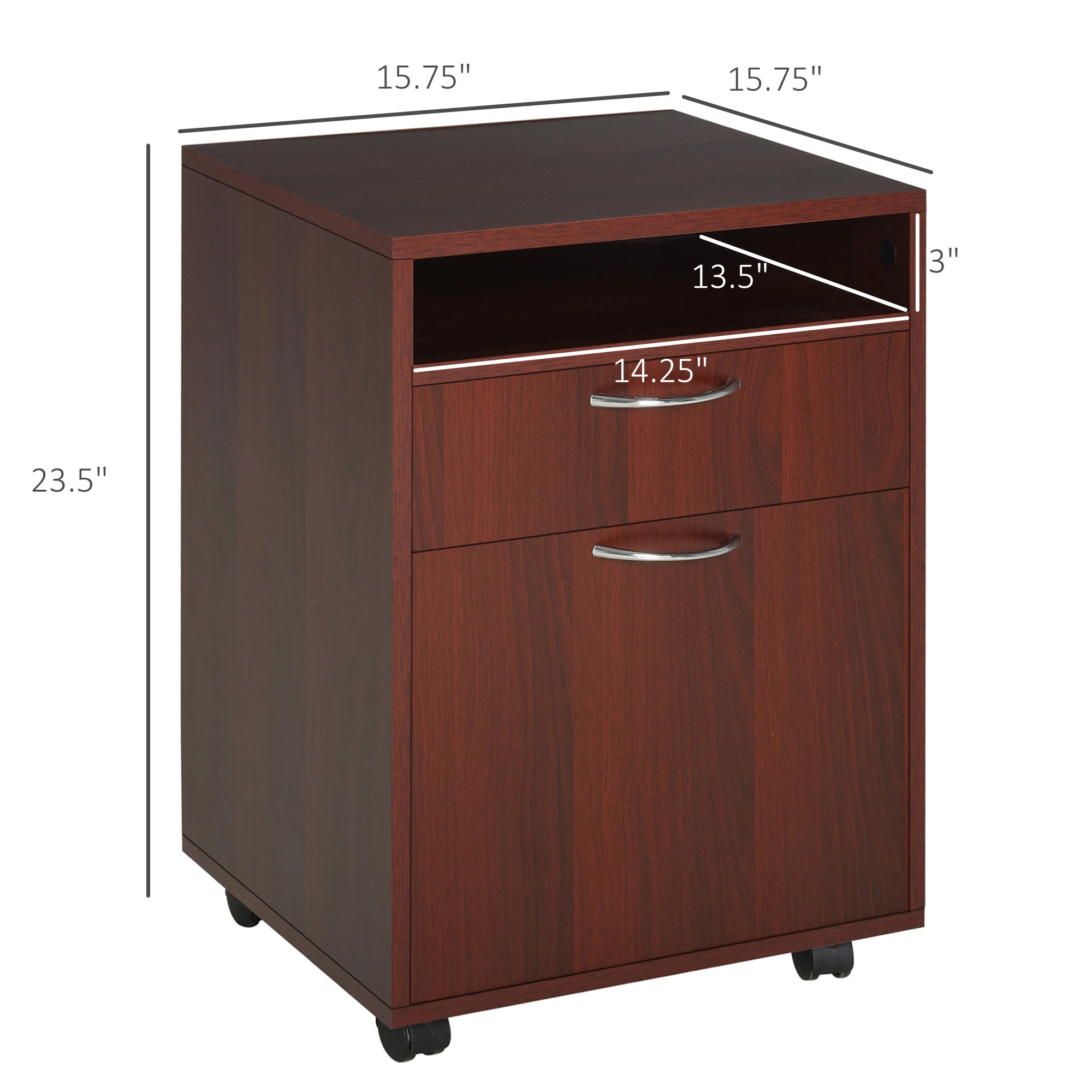 HONGGE Mobile Storage Cabinet Organizer with Drawer and Cabinet, Printer Stand Castors
