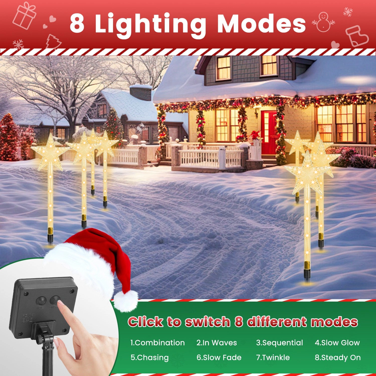 GBruno Solar 8-Pack Star Pathway Lights