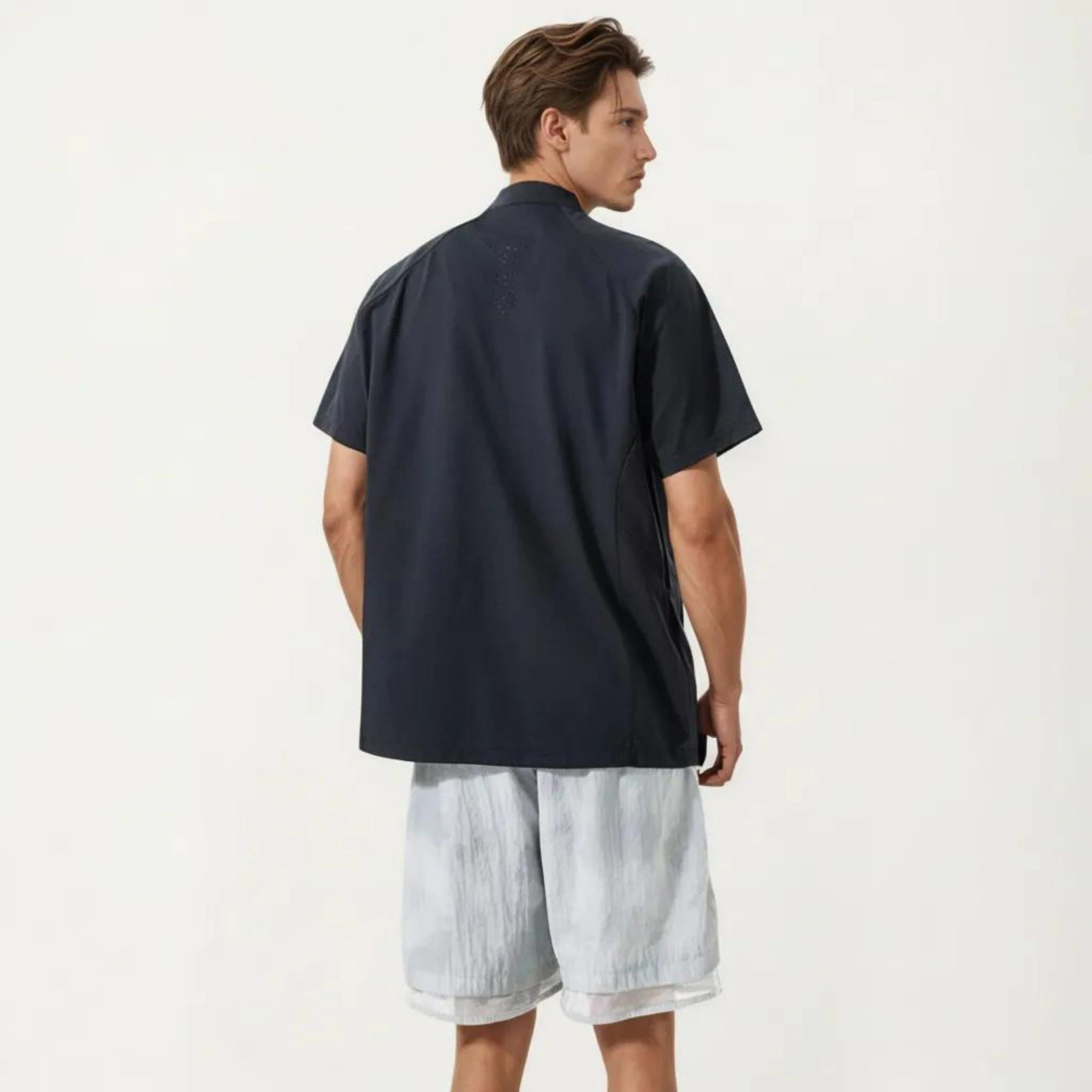 Alilang Men's Short Sleeve Athletic T-Shirt with Half-Zip Mock Neck Lightweight Breathable Performance Fabric