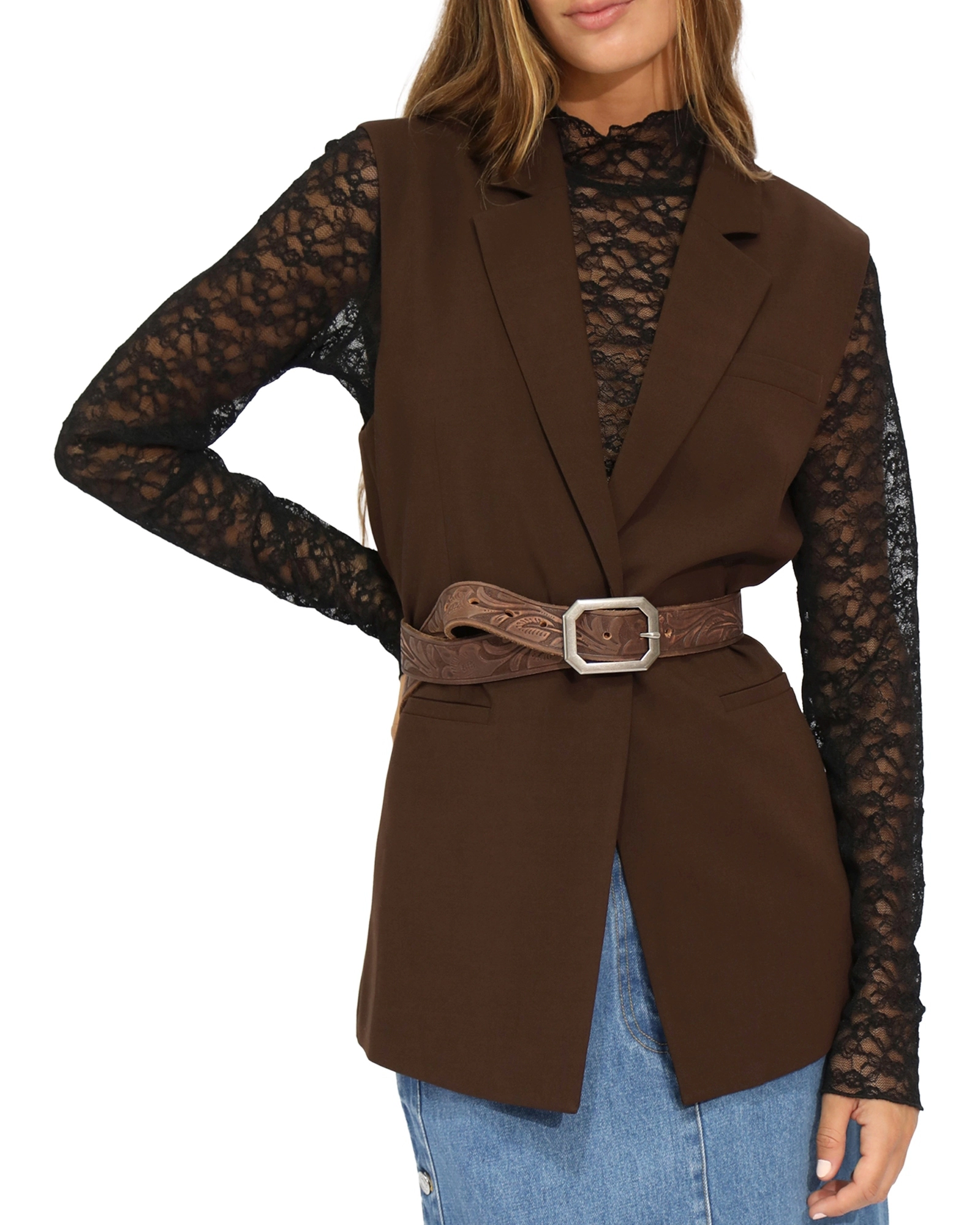 Belle & Bloom Stand By Me Embossed Leather Belt