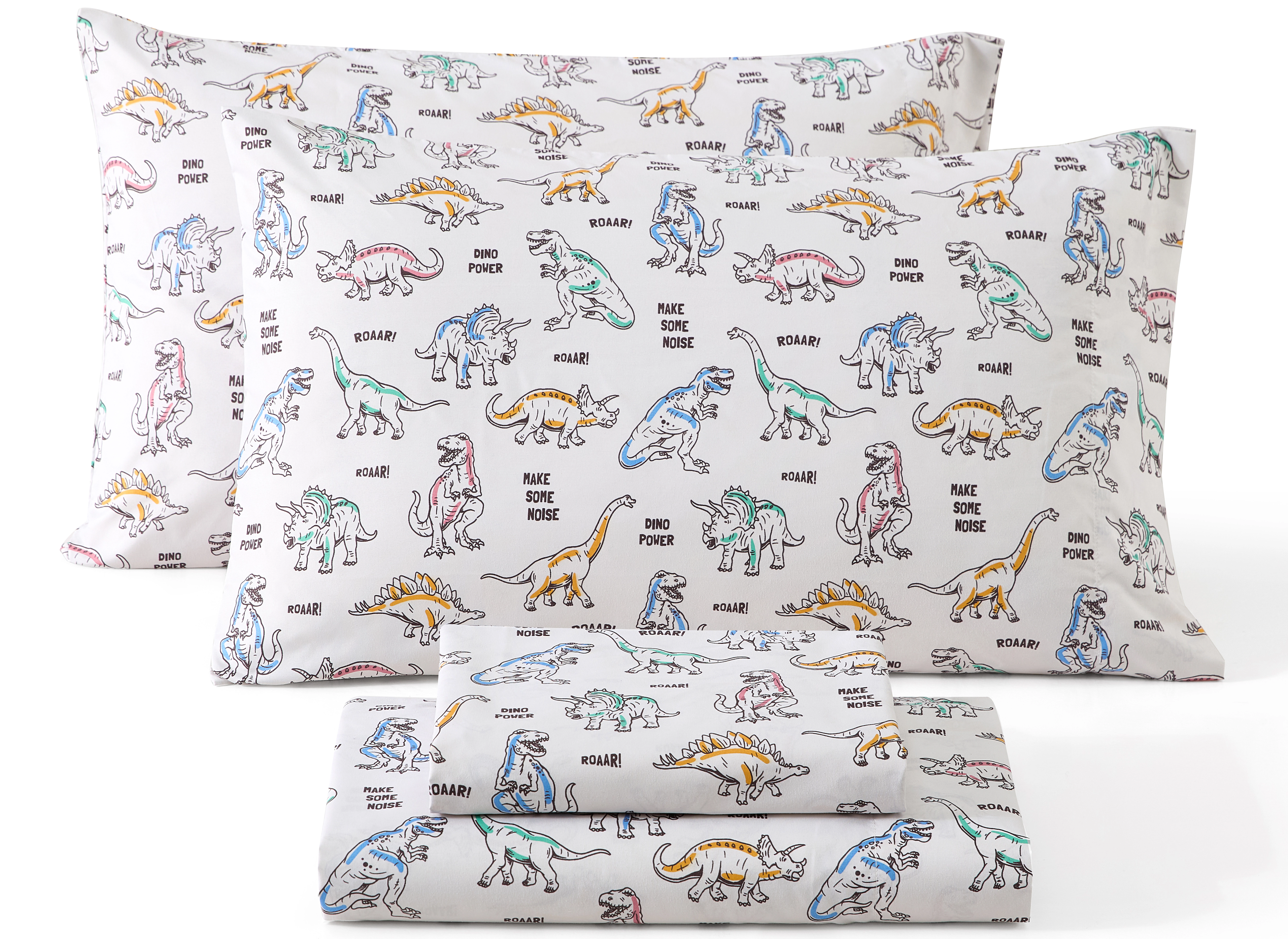 HLC.ME Dinosaur Printed Boys Bed Sheets Set - Wrinkle Resistant & Ultra Soft Fits Mattresses up to 15 Deep